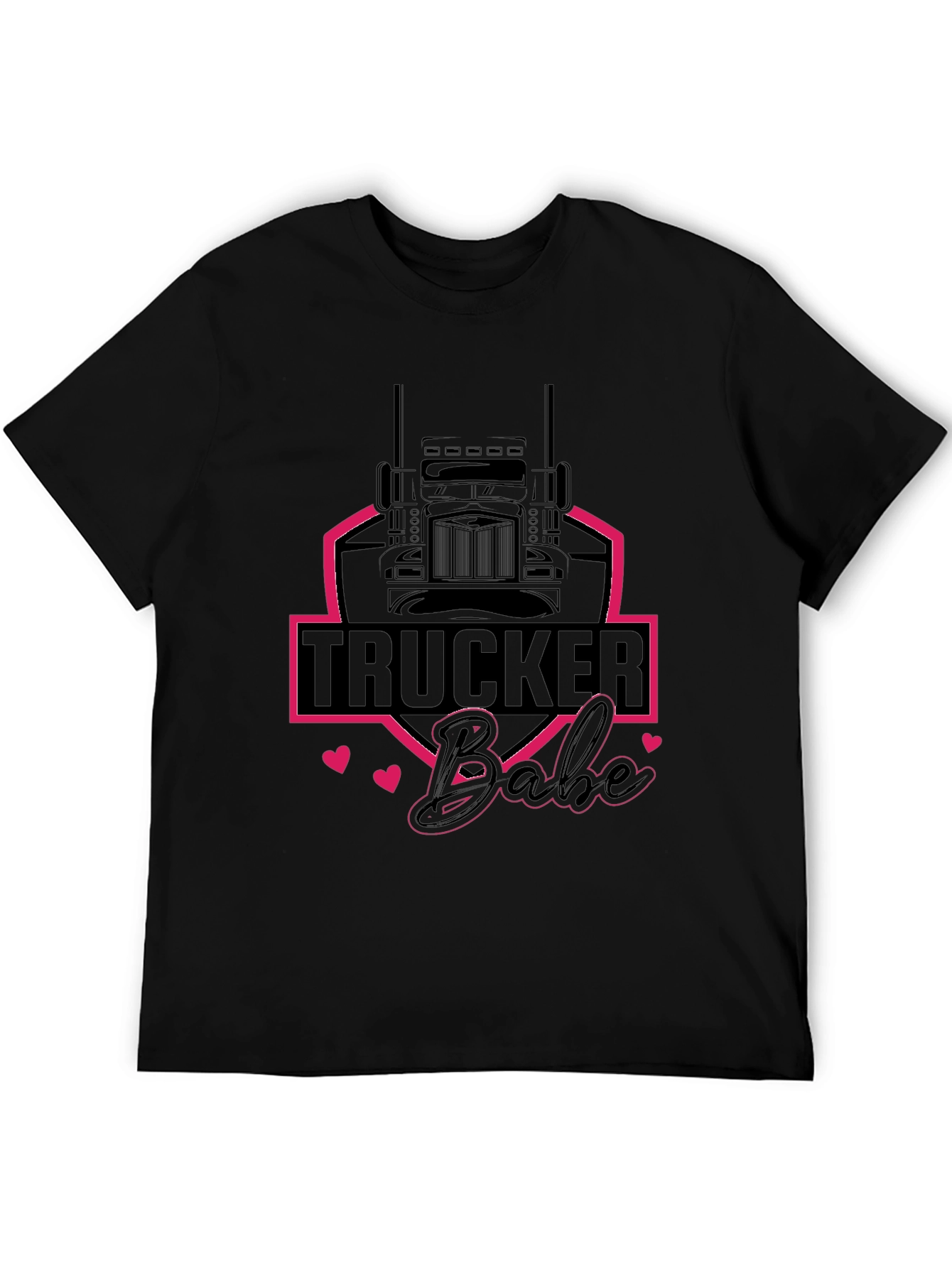 Trucker Babe Graphic Tee - Black