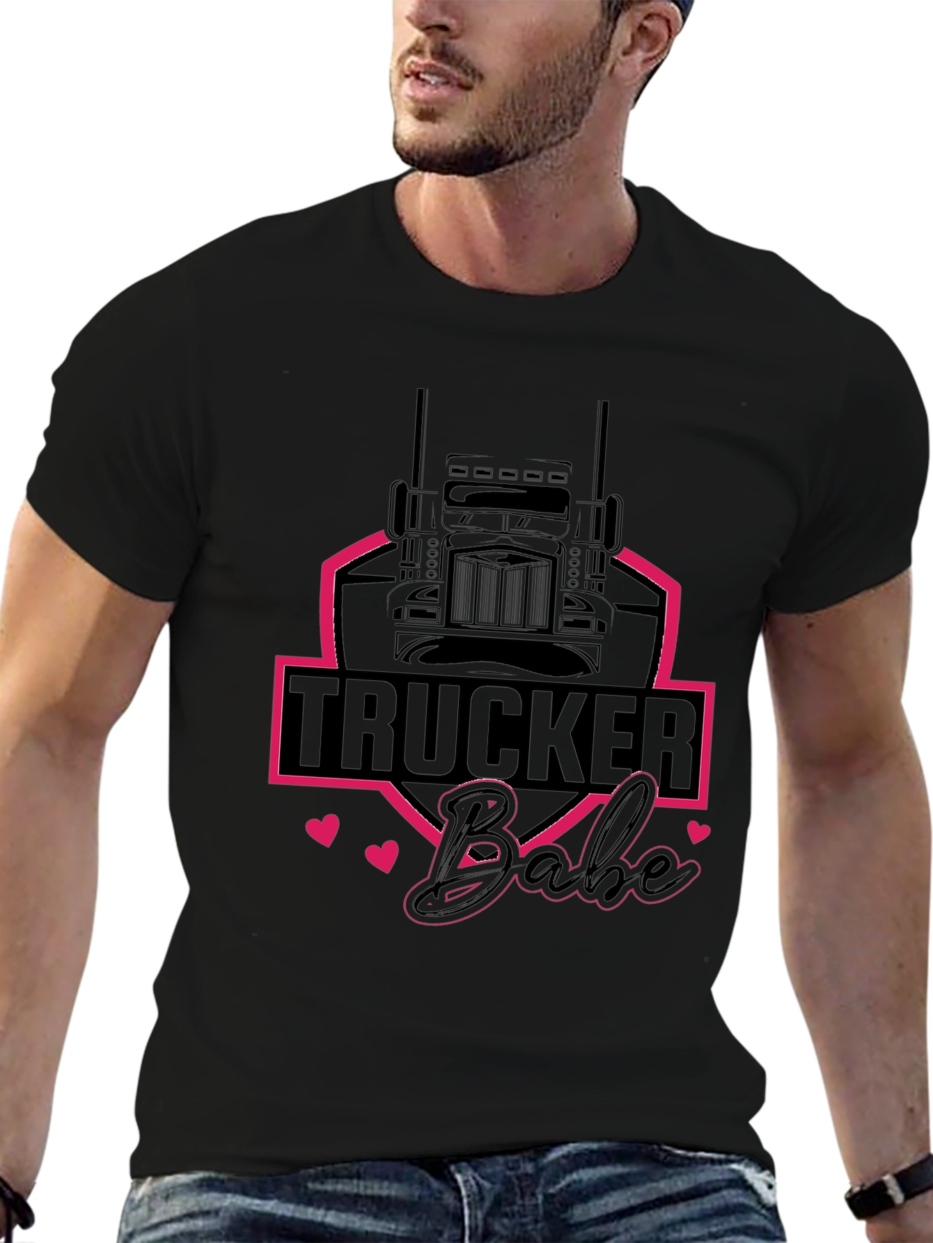 Trucker Babe Graphic Tee - Black