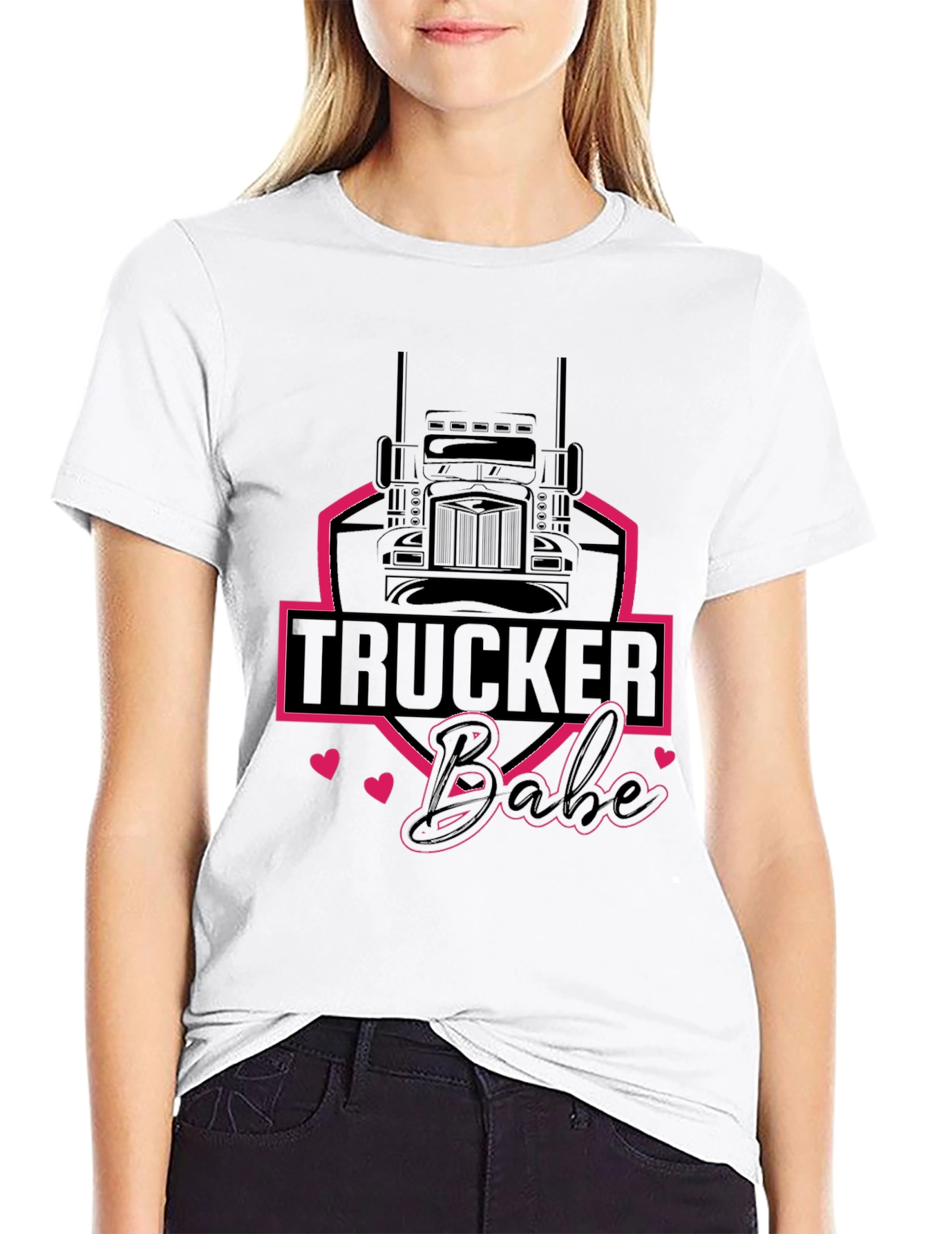 Trucker Babe Graphic Tee - Black