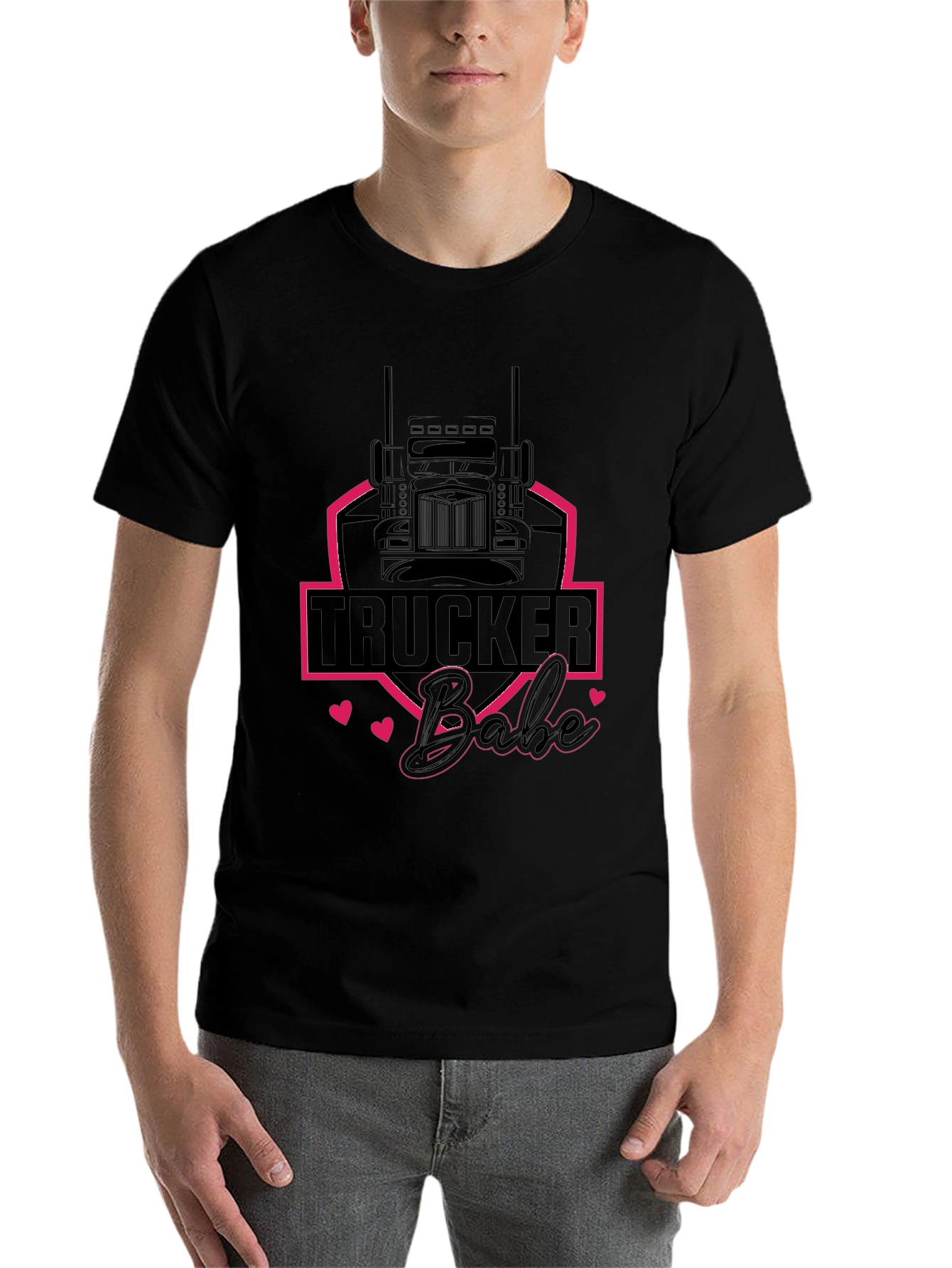 Trucker Babe Graphic Tee - Black