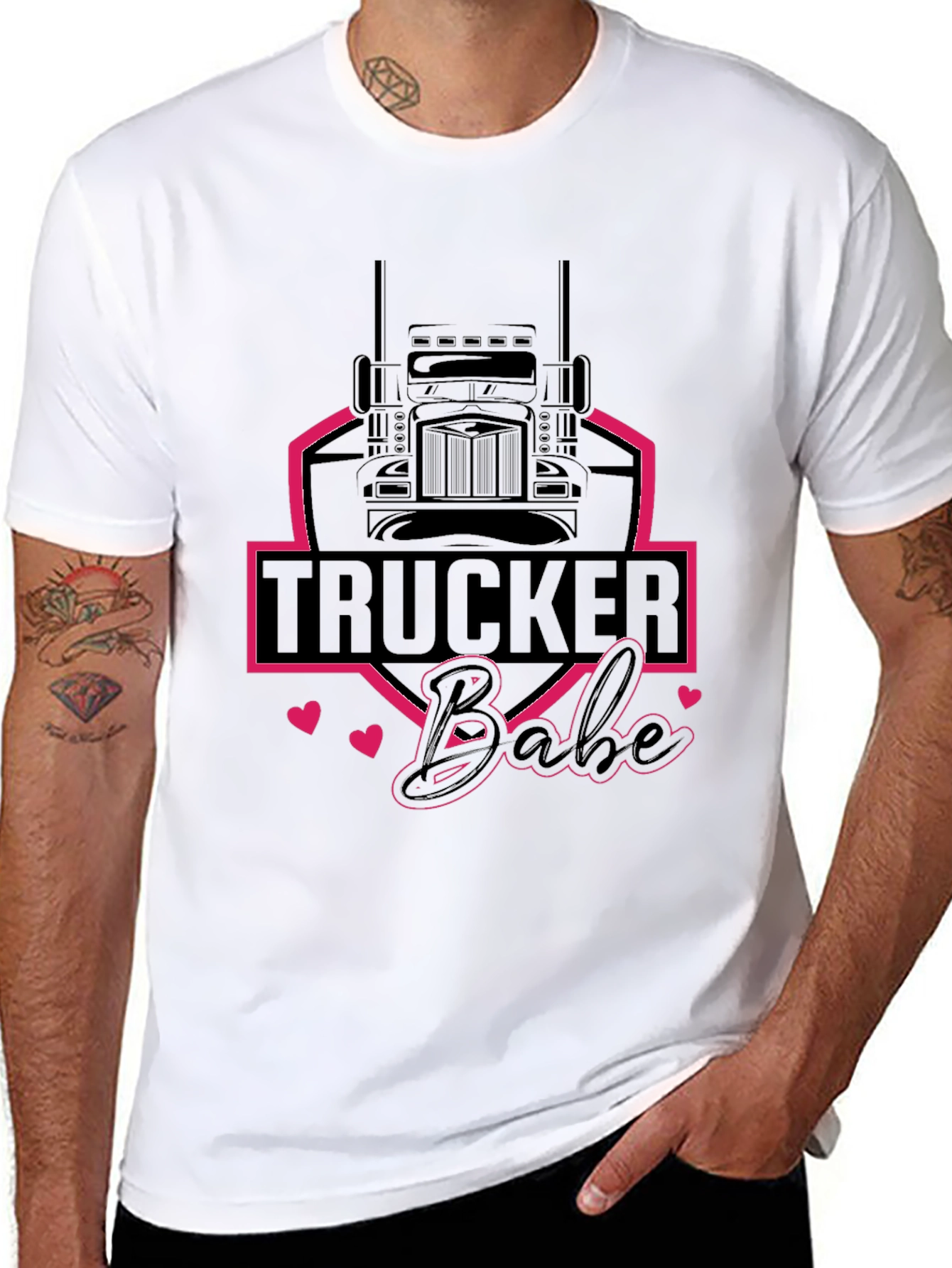 Trucker Babe Graphic Tee - Black