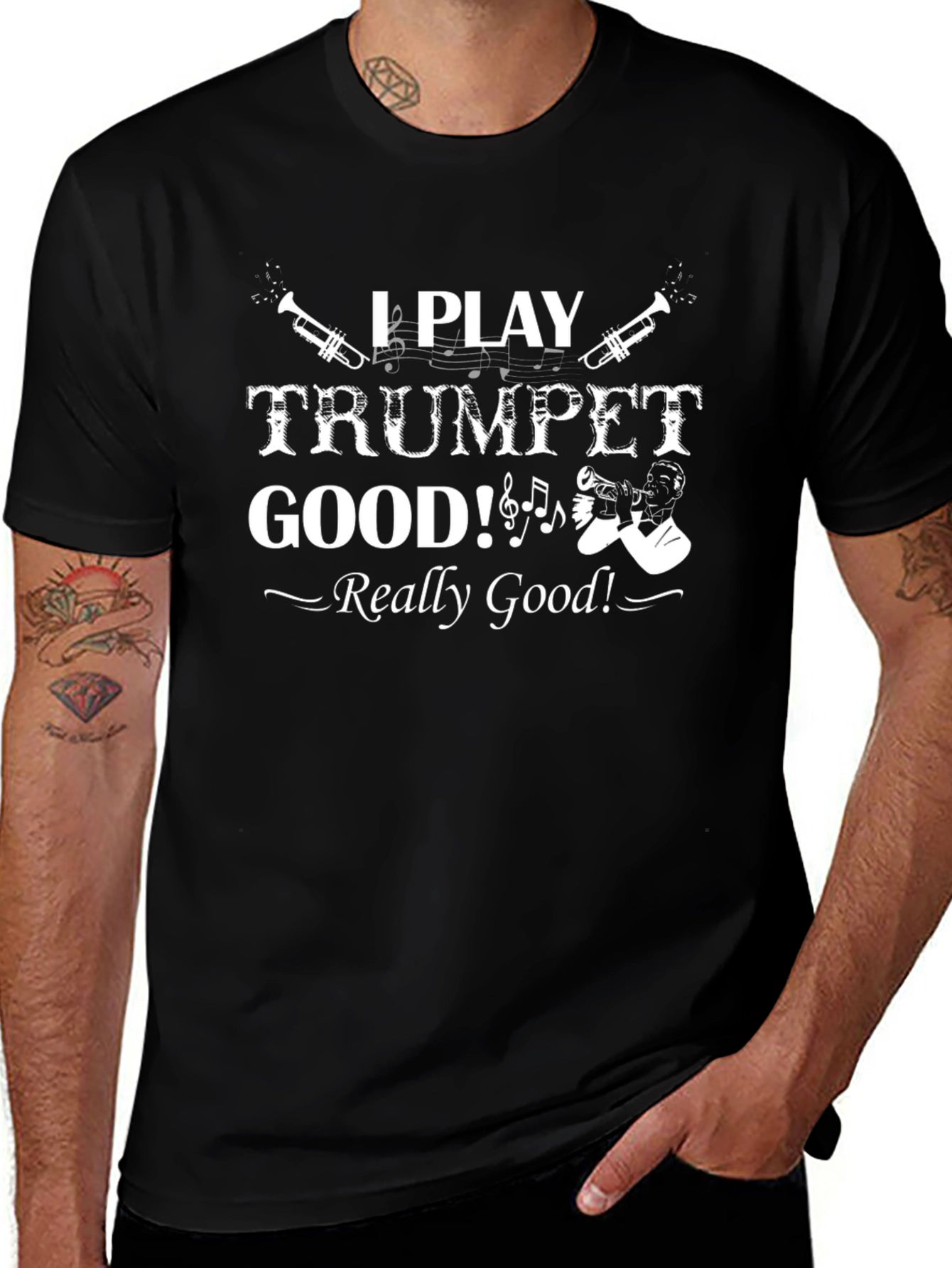 I Play Trumpet Good Black T-Shirt