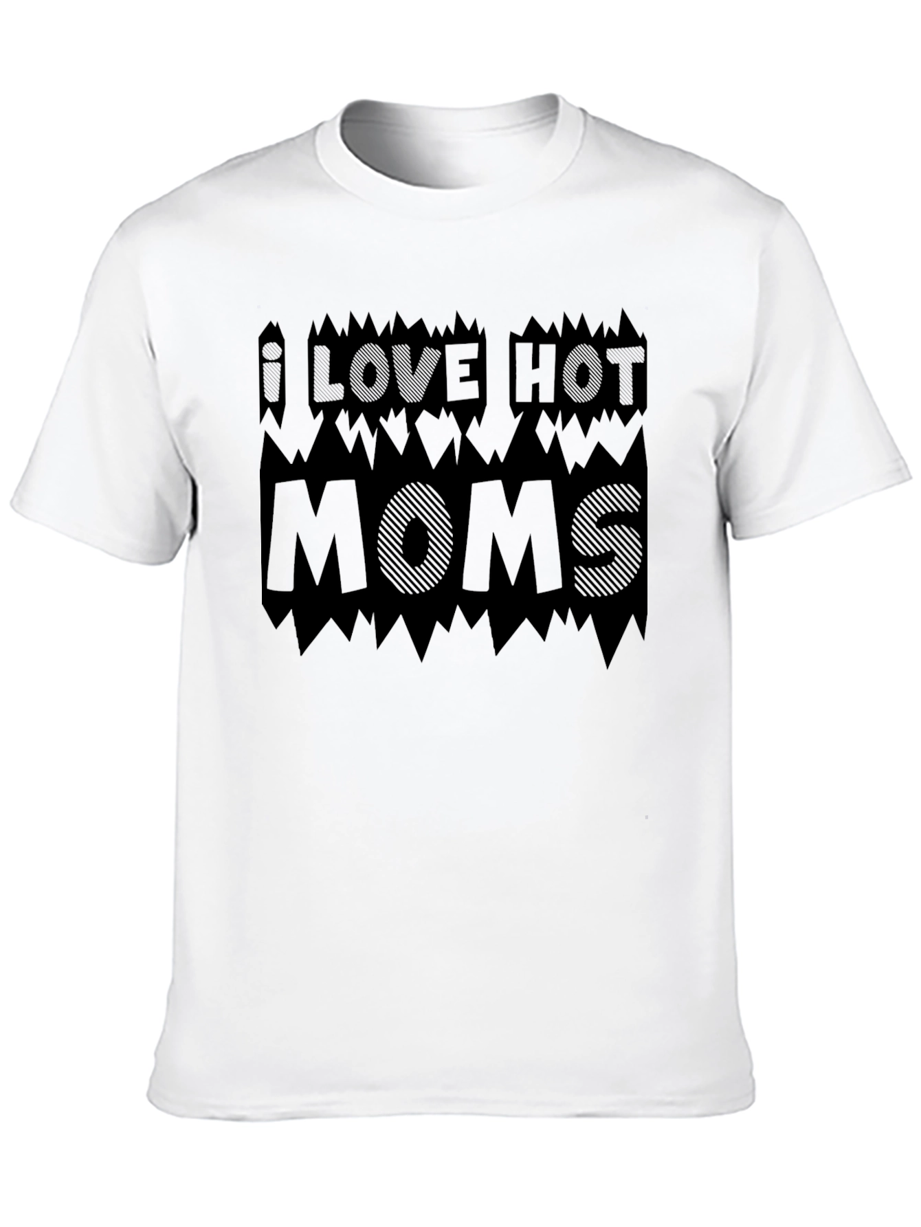 I Love Hot Moms Black Graphic Tee Shirt