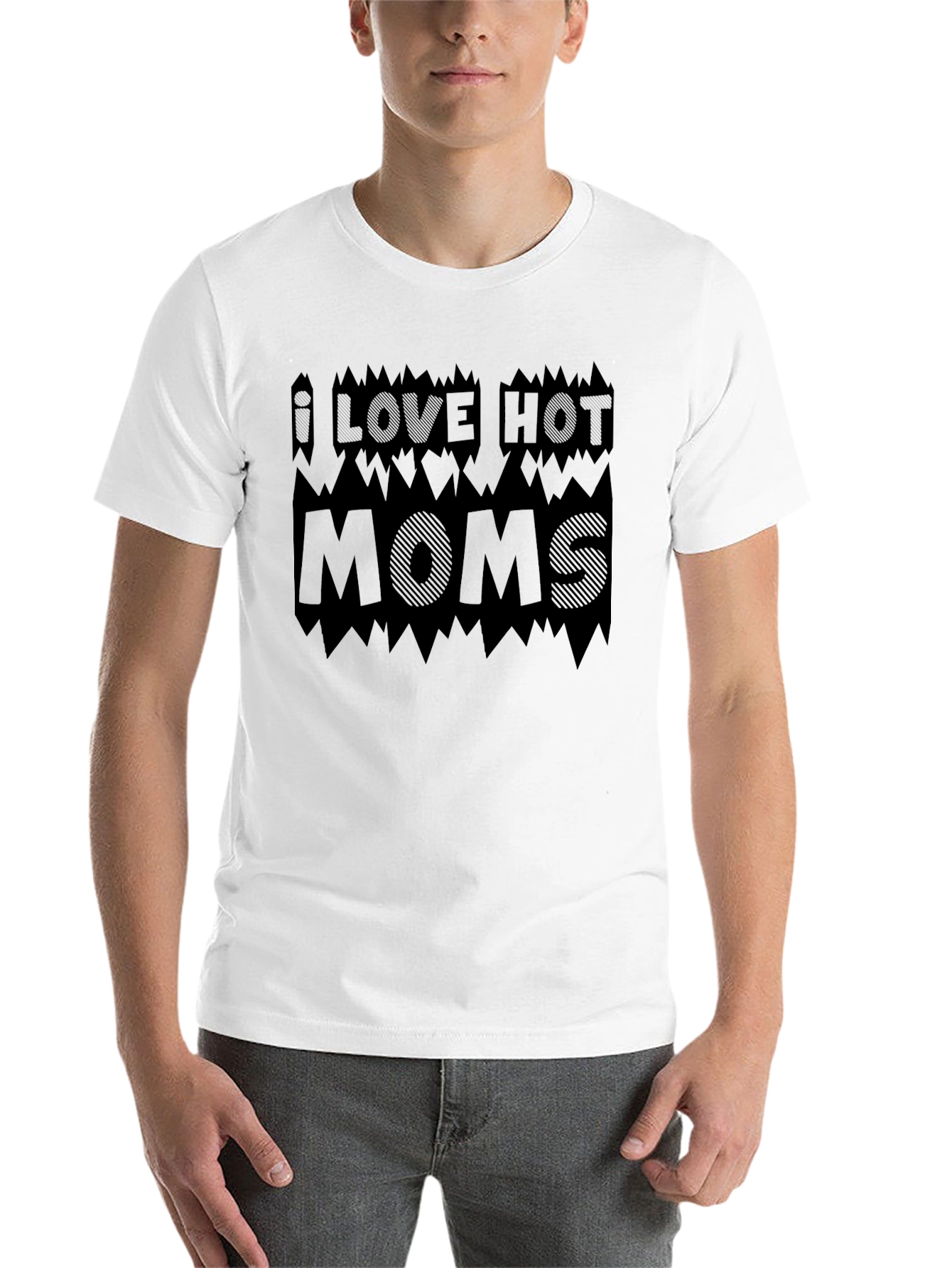 I Love Hot Moms Black Graphic Tee Shirt
