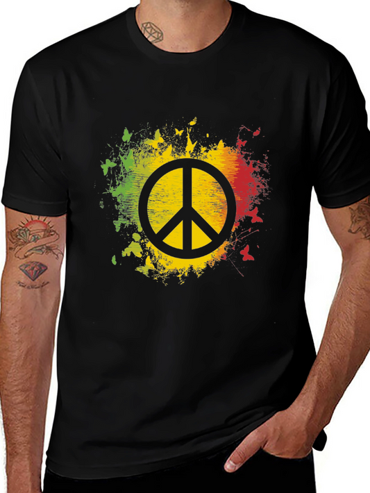 Rasta Peace Sign Graphic T-Shirt