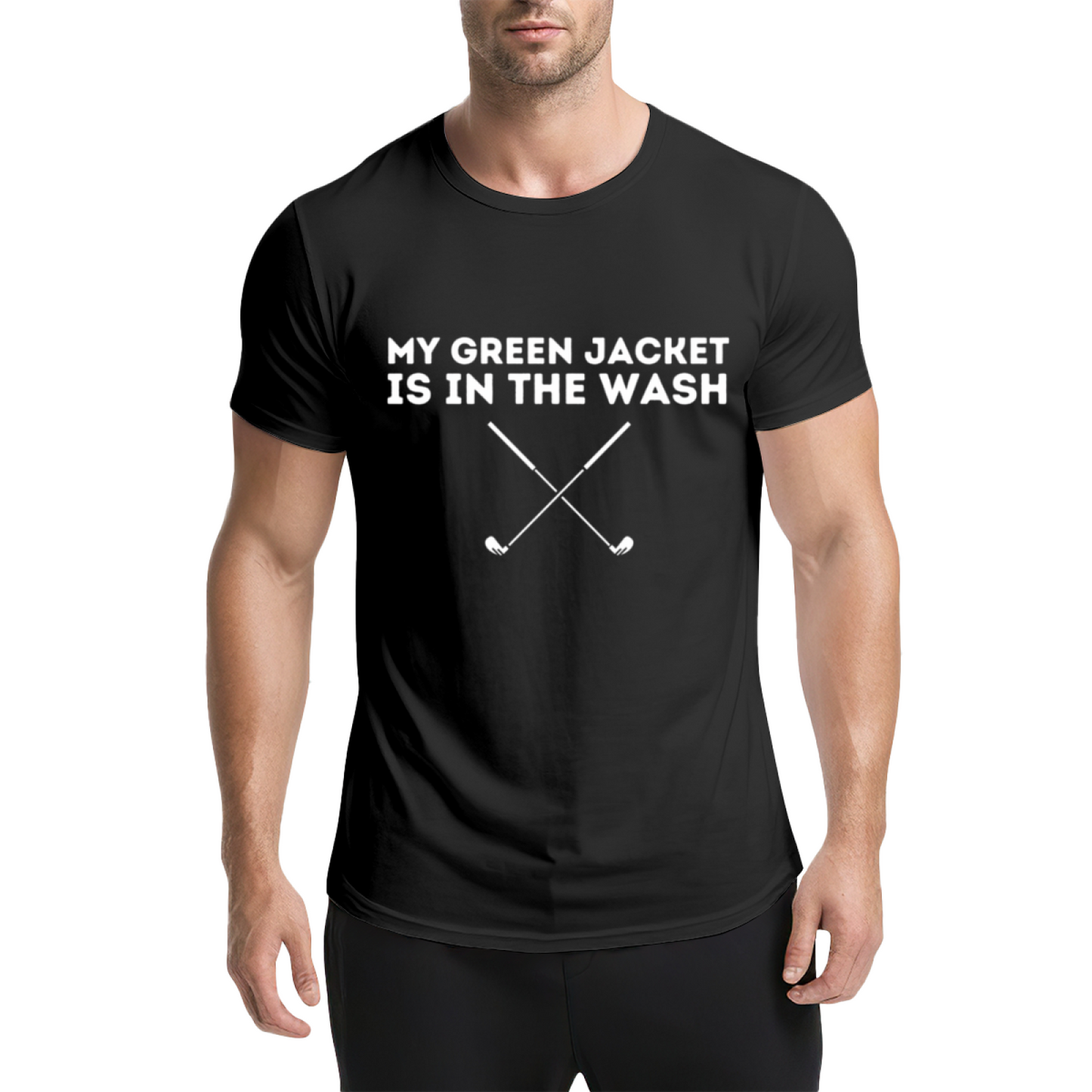 My Green Jacket Is In The Wash Funny Golf Graphic Navy Tee