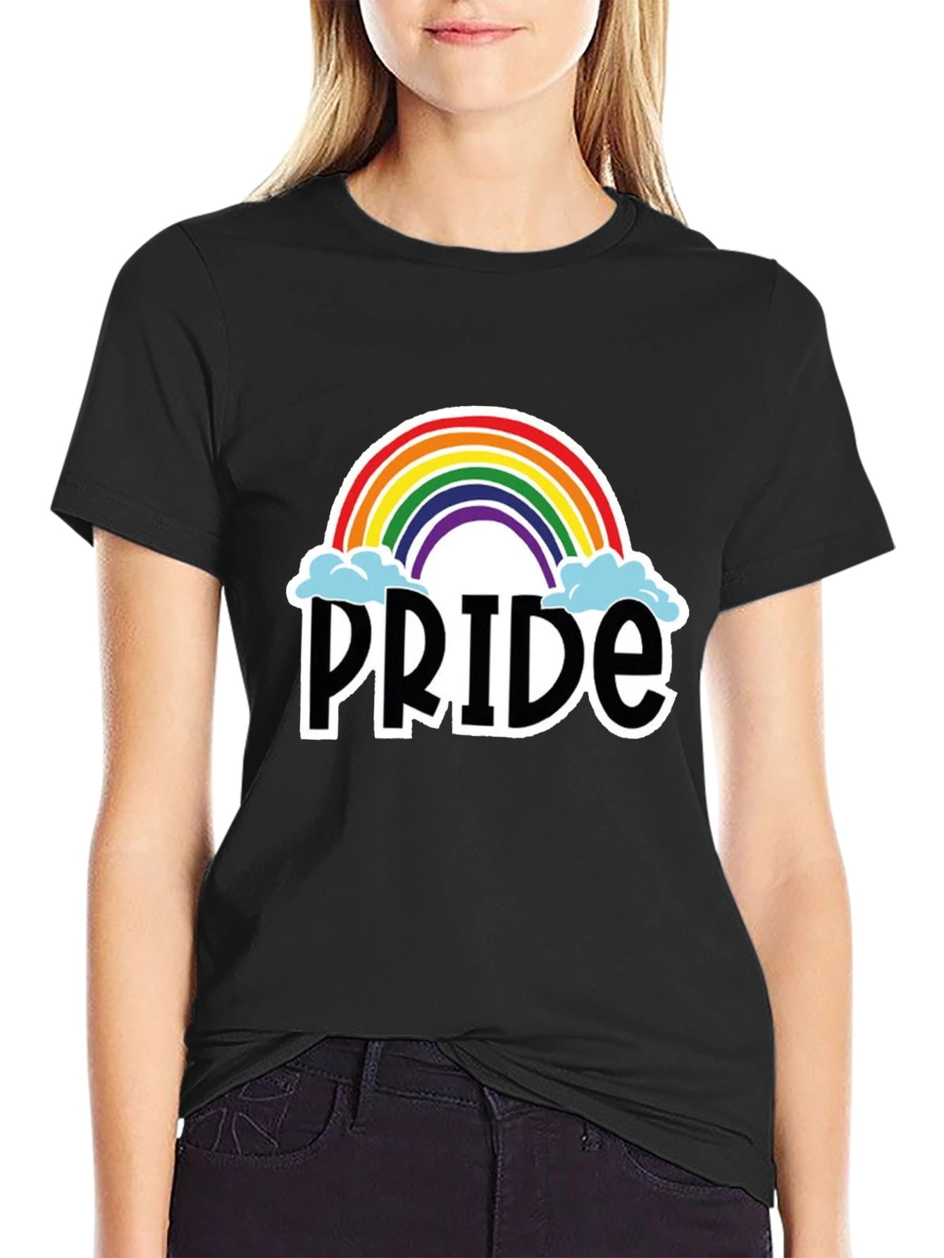 Pride Rainbow Graphic T-Shirt - Black