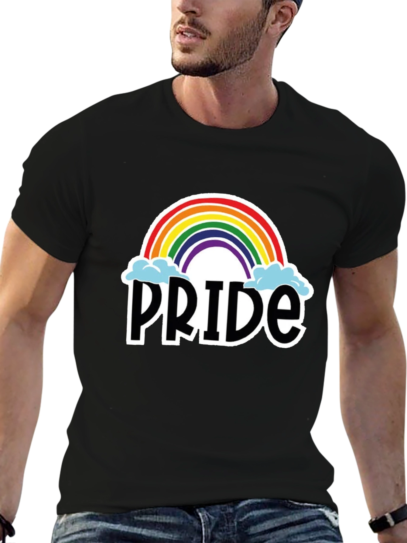 Pride Rainbow Graphic T-Shirt - Black