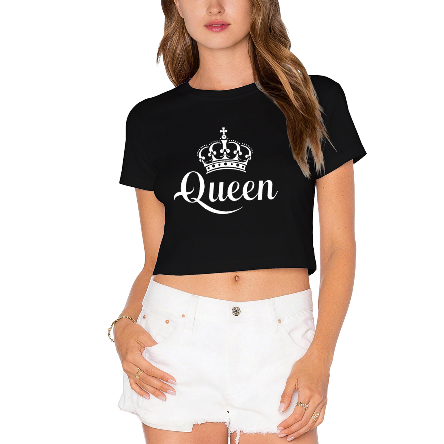 Royal Queen Crown Red Y2K Crop Tee