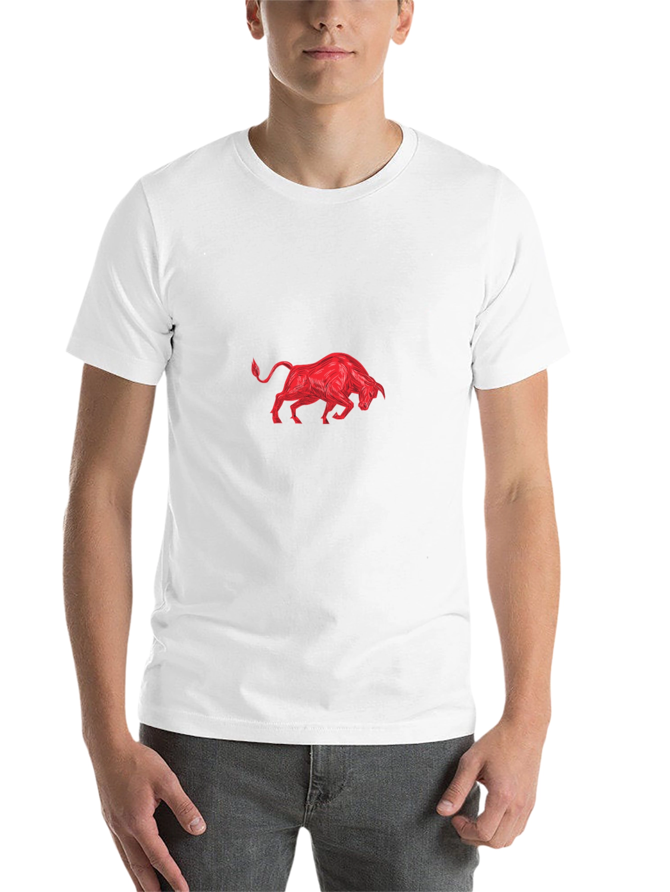 Black Tee with Red Bull Graphic