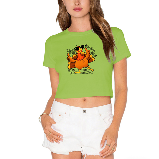 Cool Sunglasses Turkey Thanksgiving Vibes Crop Top