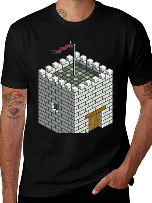 Isometric Castle T-Shirt - Black Graphic Tee