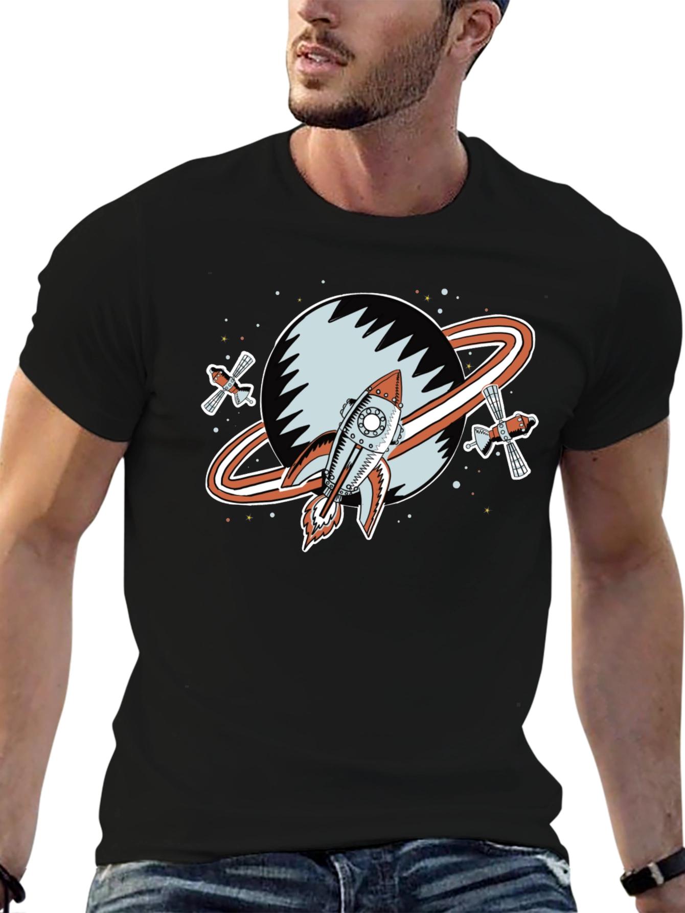 Retro Space Rocket Graphic Tee