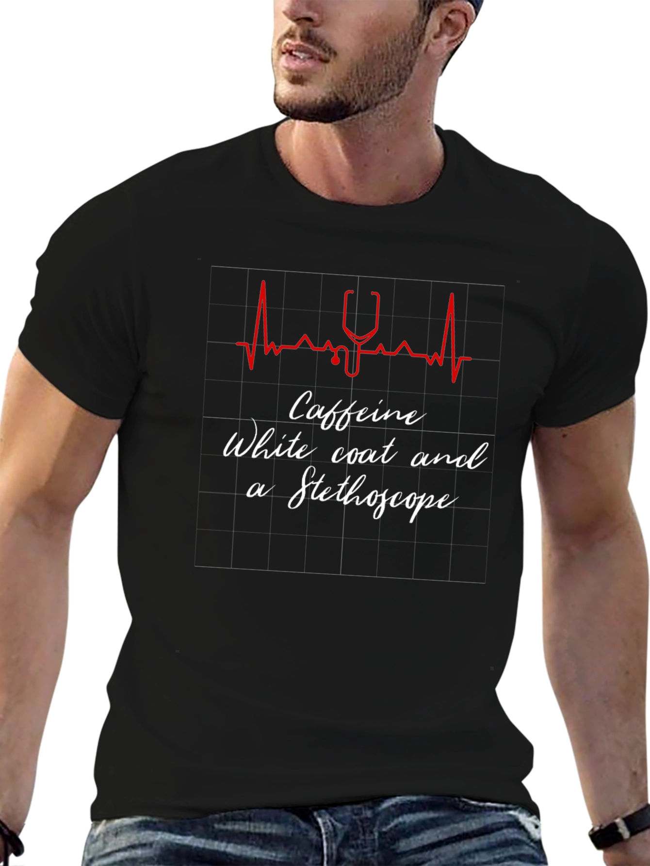 Caffeine Stethoscope Graphic Tee