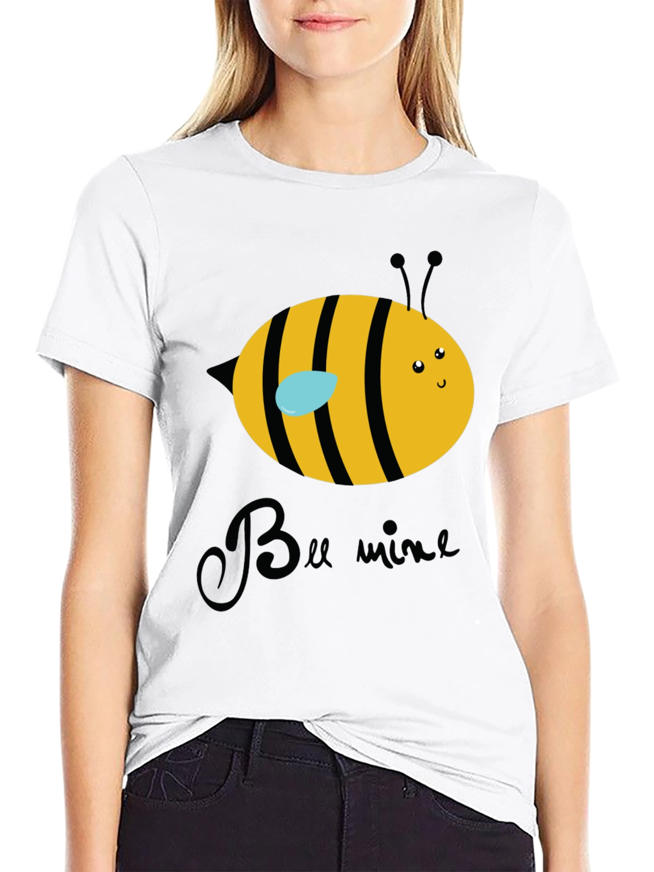 Bee Mine Graphic T-Shirt - Black Crew Neck