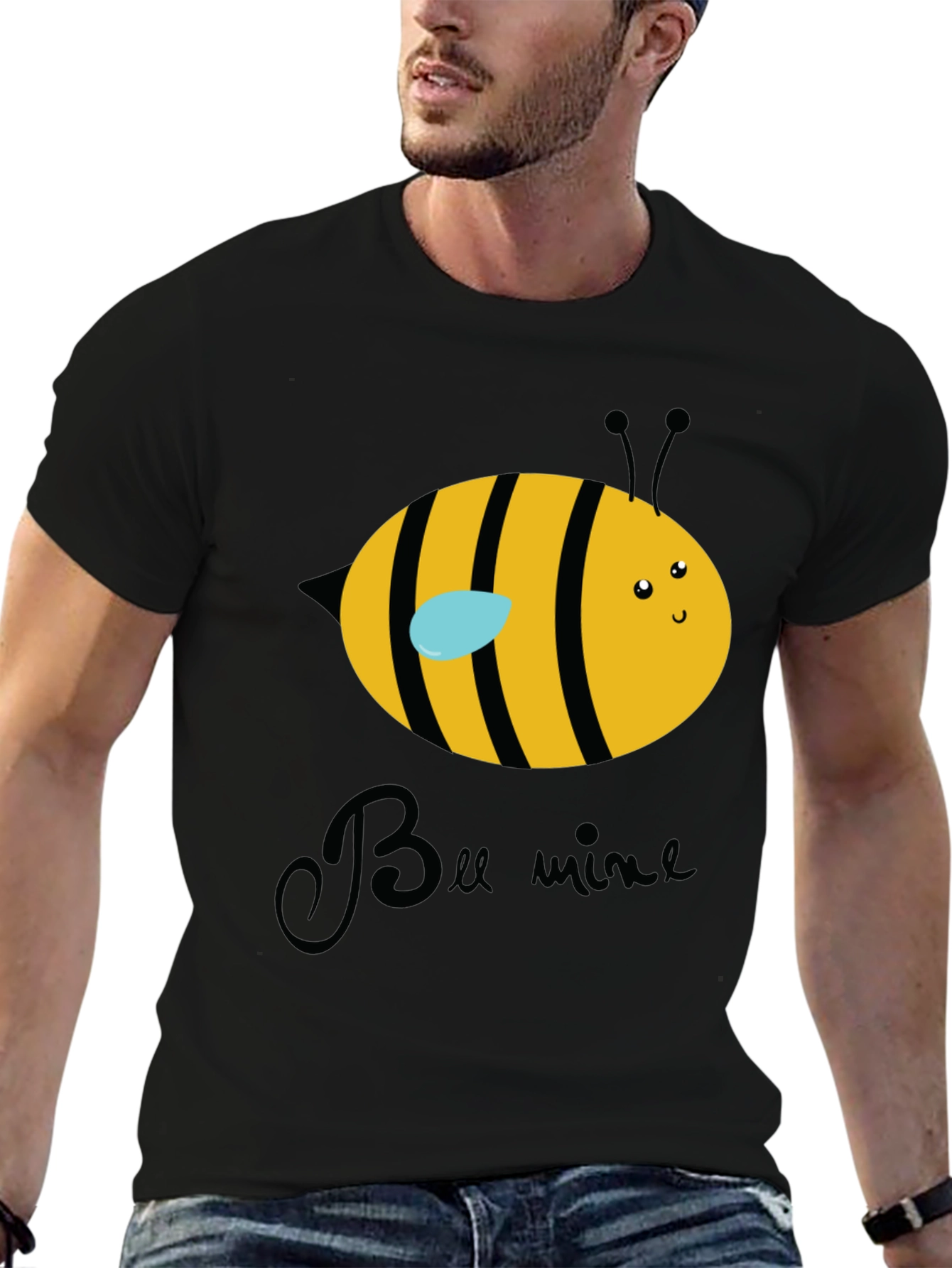 Bee Mine Graphic T-Shirt - Black Crew Neck