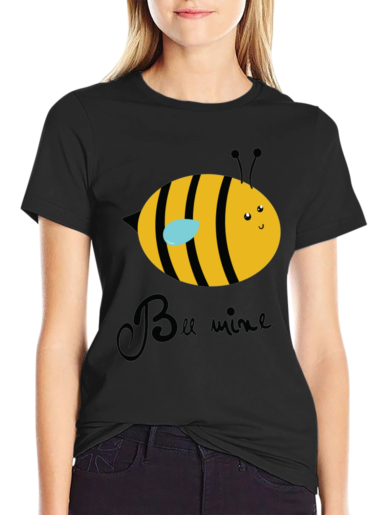 Bee Mine Graphic T-Shirt - Black Crew Neck