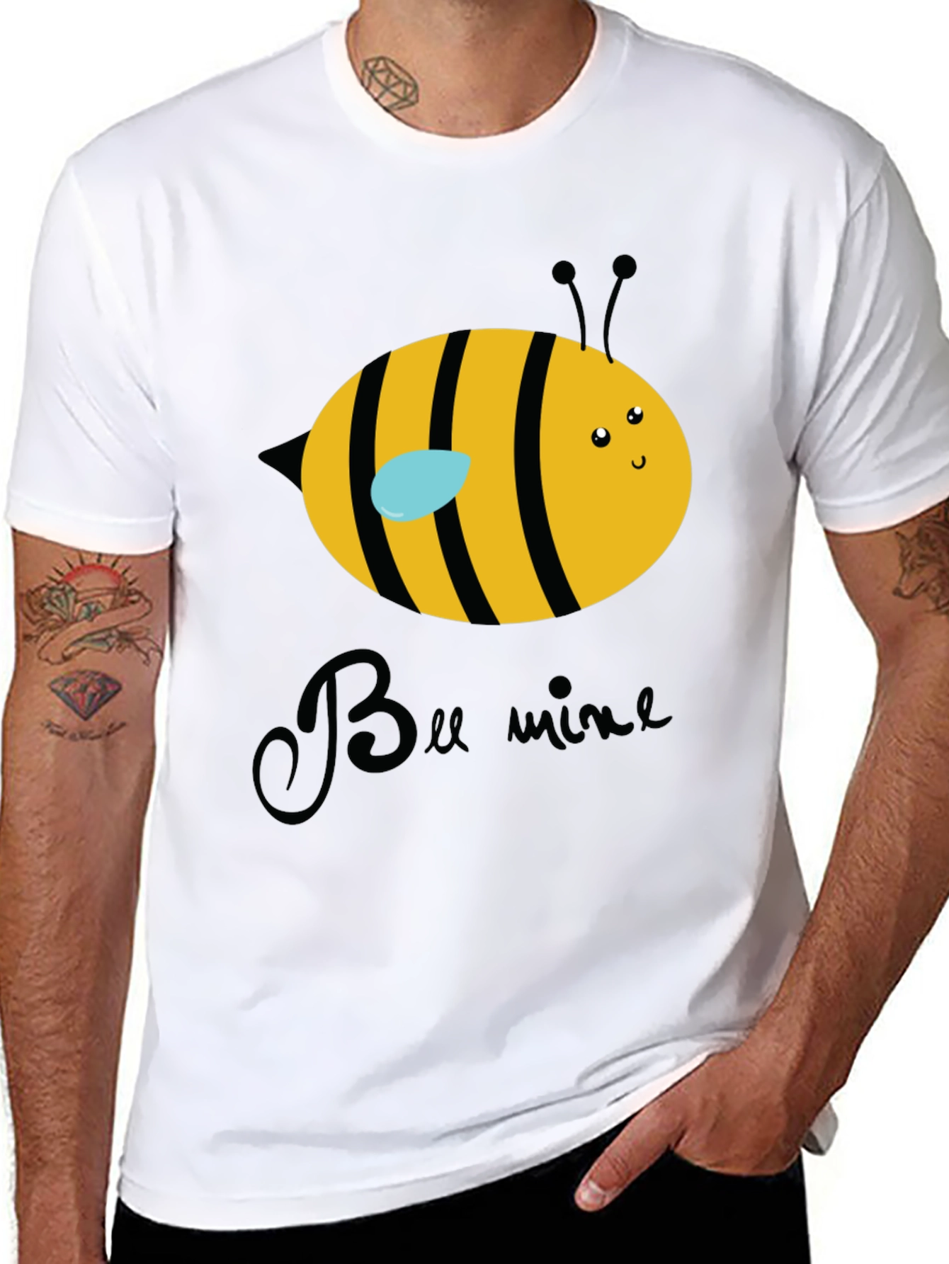 Bee Mine Graphic T-Shirt - Black Crew Neck