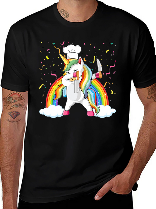 Unicorn Chef Rainbow T-Shirt Funny Foodie Tee