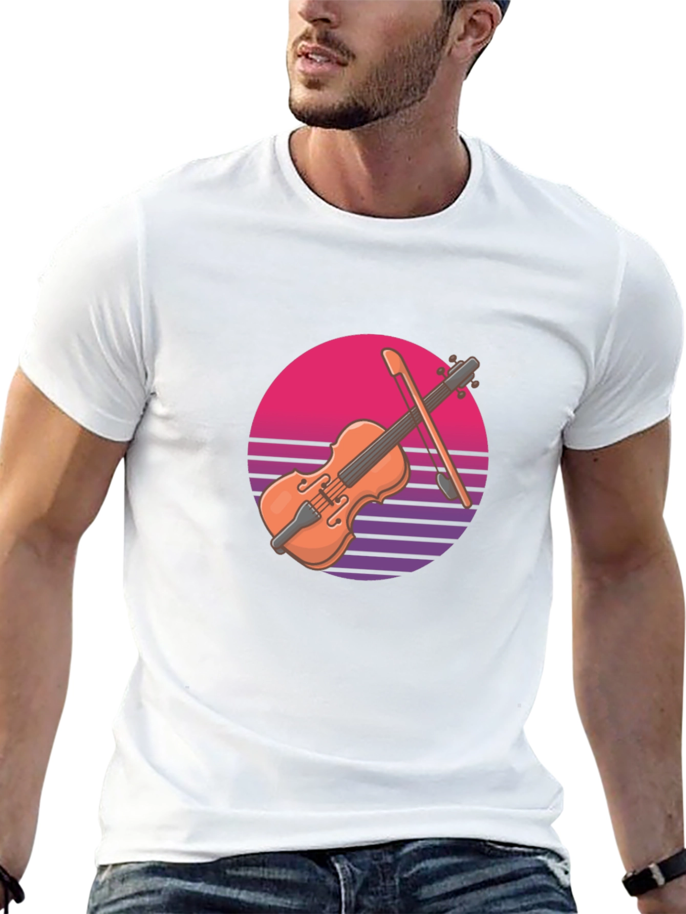 Retro Violin Graphic T-Shirt - Cool Musical Tee