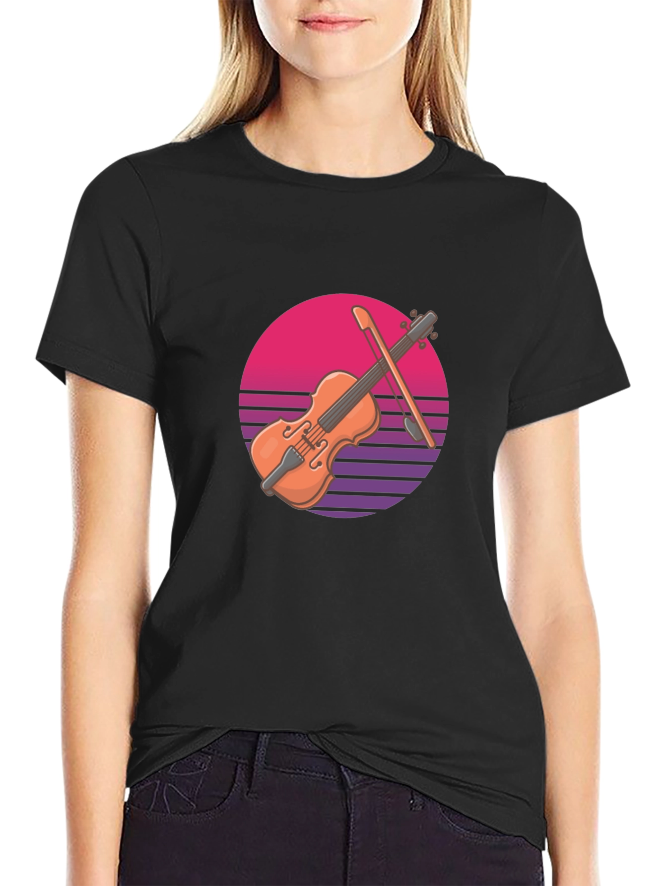 Retro Violin Graphic T-Shirt - Cool Musical Tee
