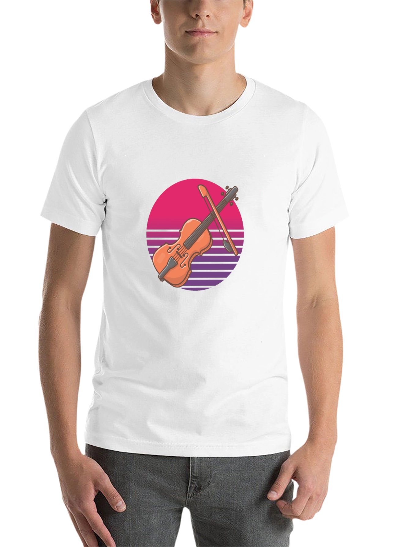 Retro Violin Graphic T-Shirt - Cool Musical Tee