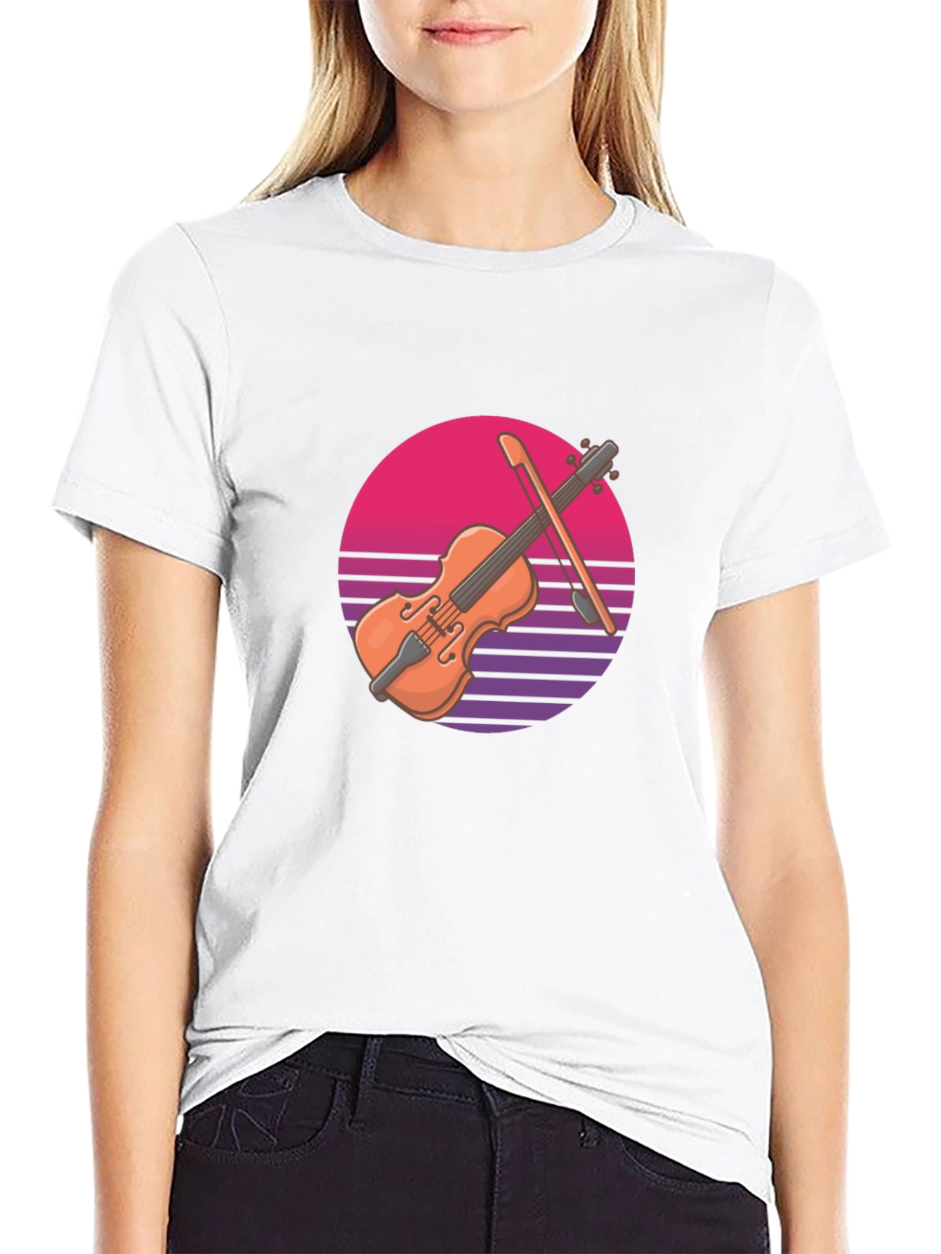 Retro Violin Graphic T-Shirt - Cool Musical Tee