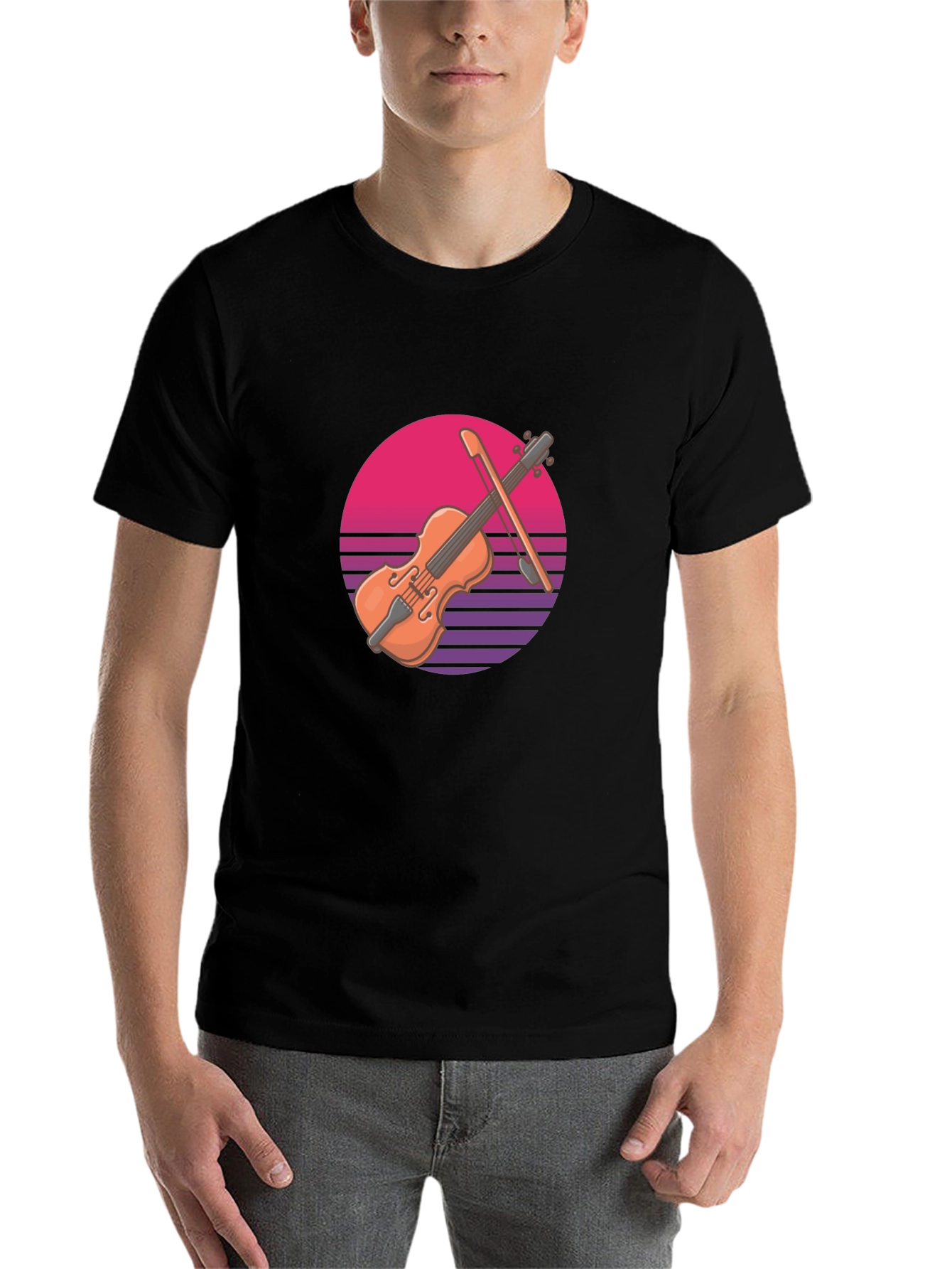 Retro Violin Graphic T-Shirt - Cool Musical Tee