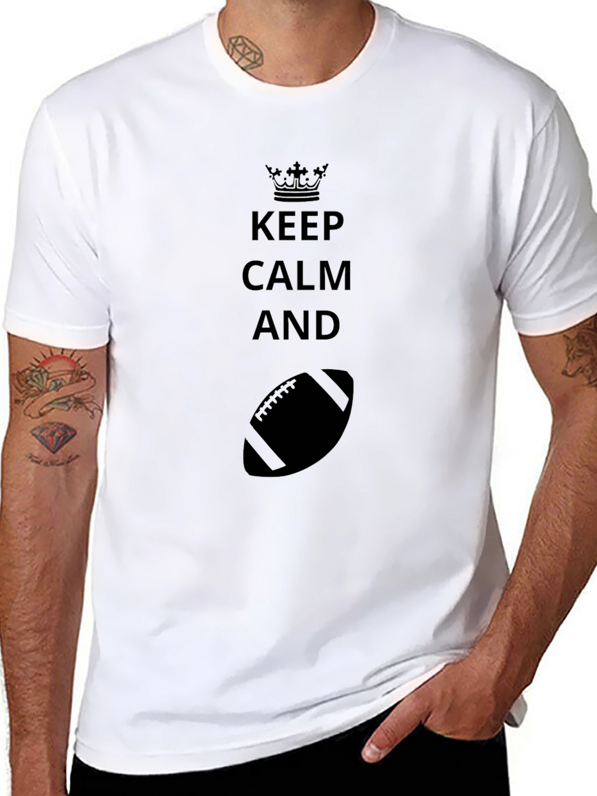 Keep Calm and Football Black T-Shirt