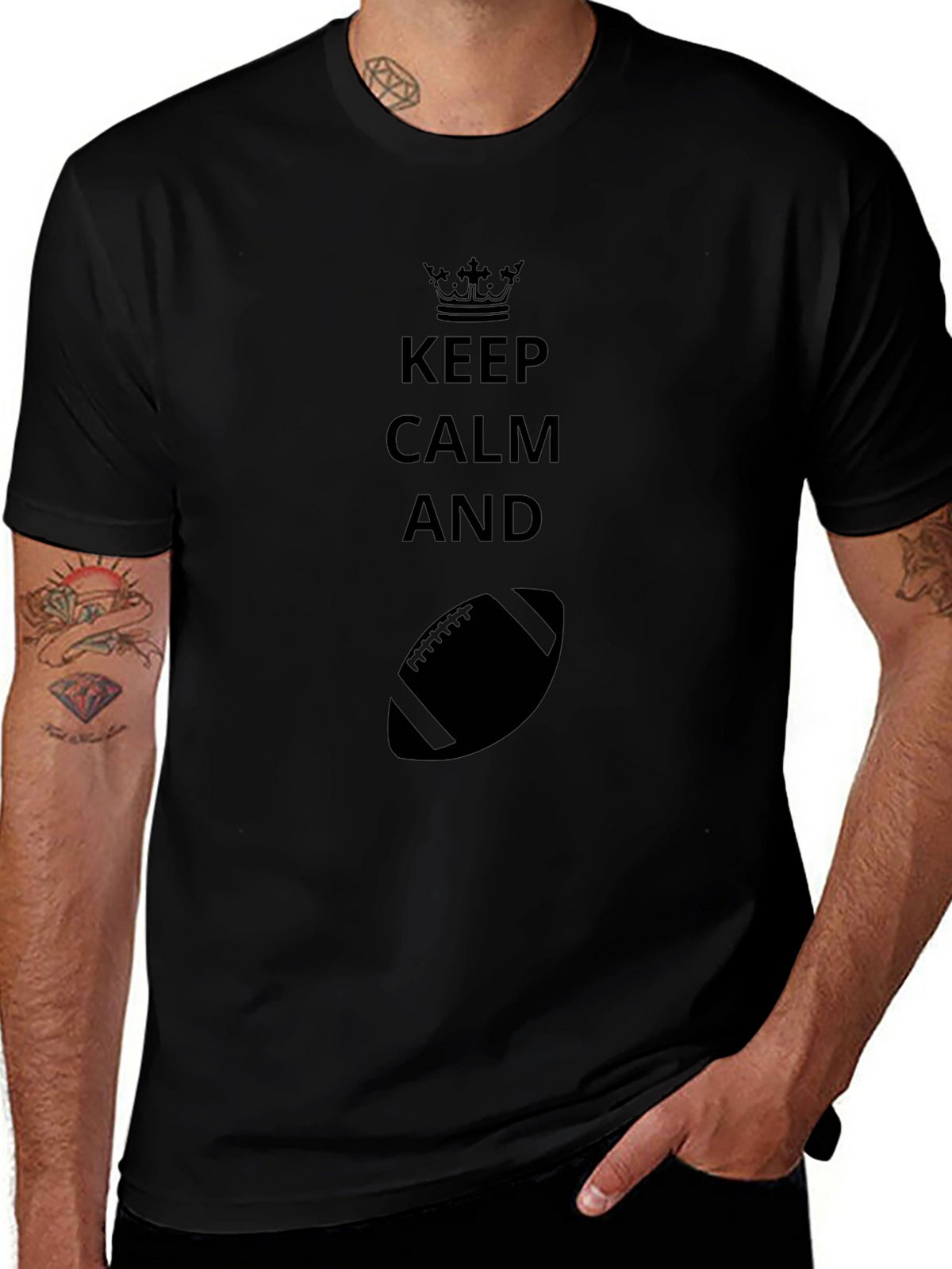 Keep Calm and Football Black T-Shirt