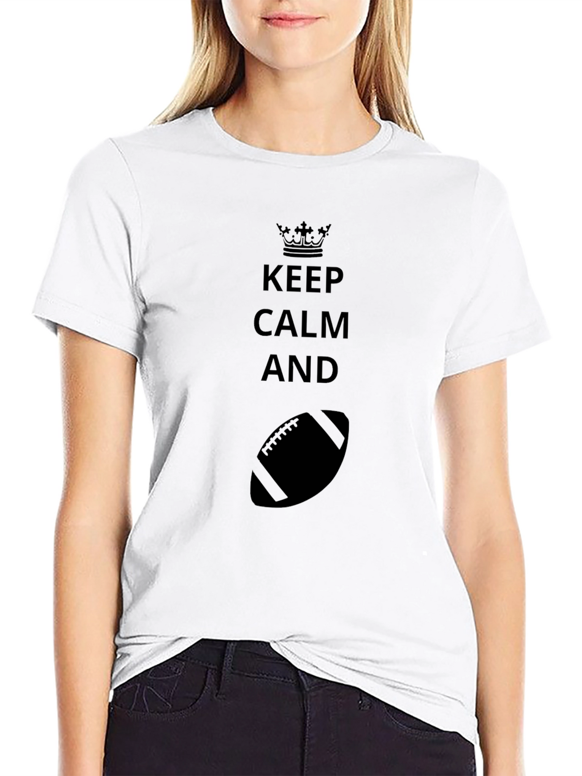 Keep Calm and Football Black T-Shirt
