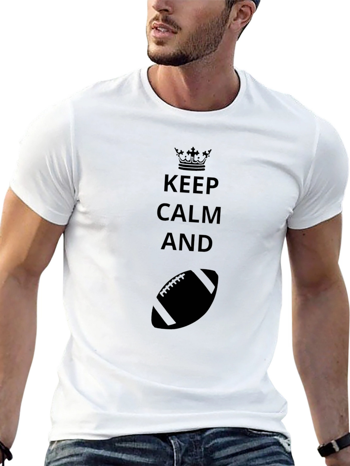 Keep Calm and Football Black T-Shirt