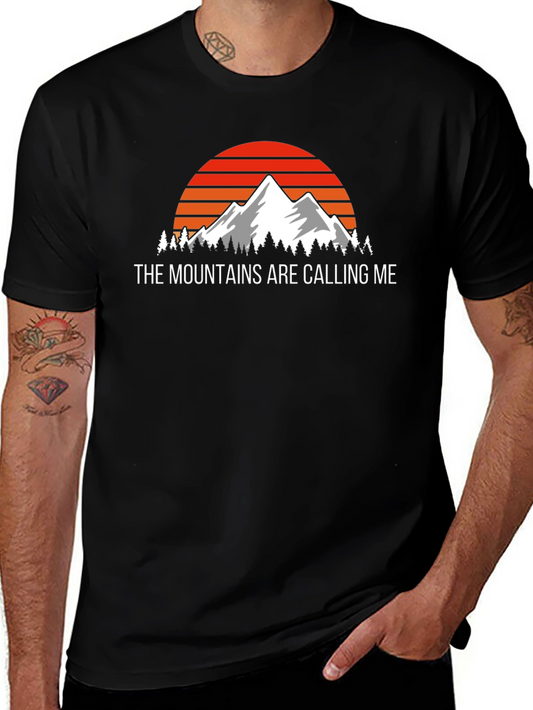 Mountains Are Calling Me Black T-Shirt