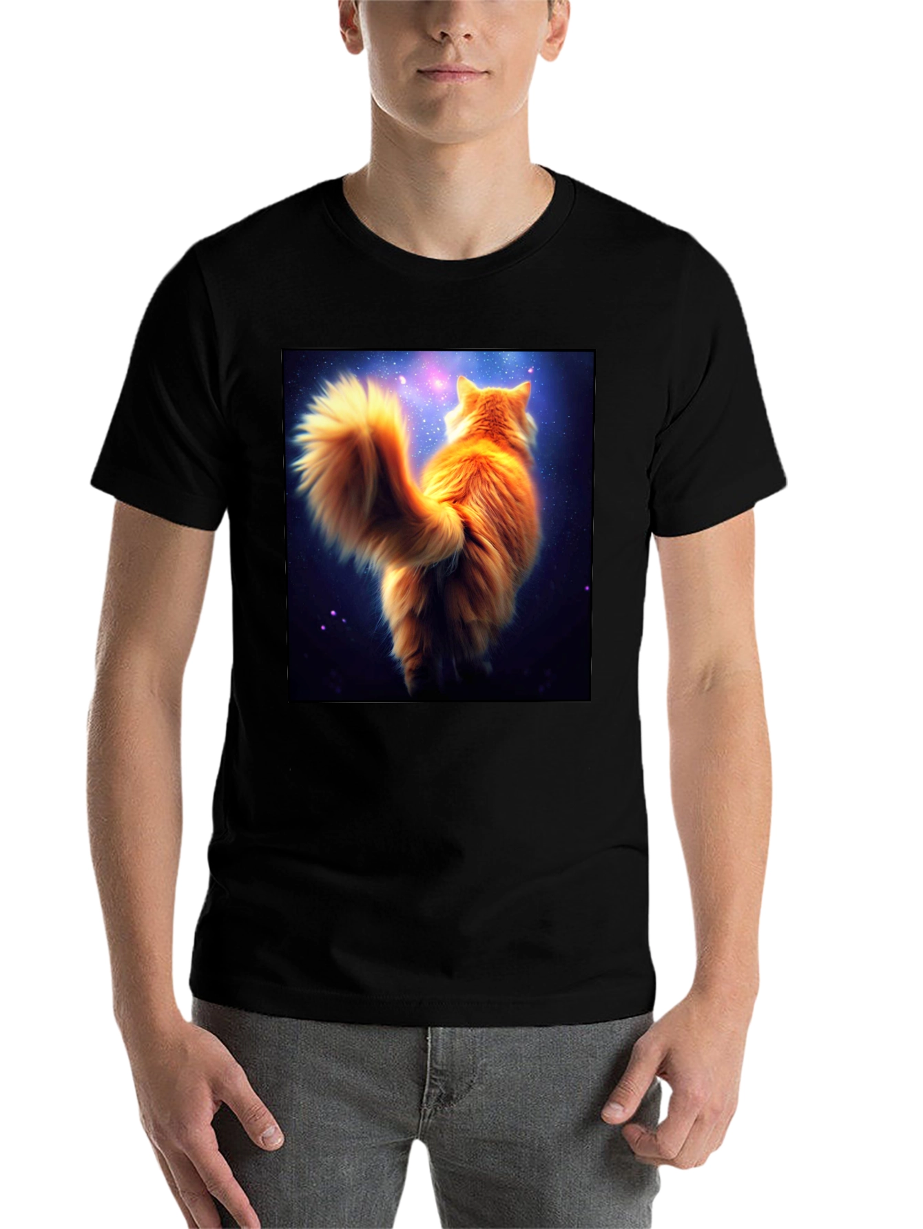 Galaxy Cat T-Shirt - Black Cotton Tee