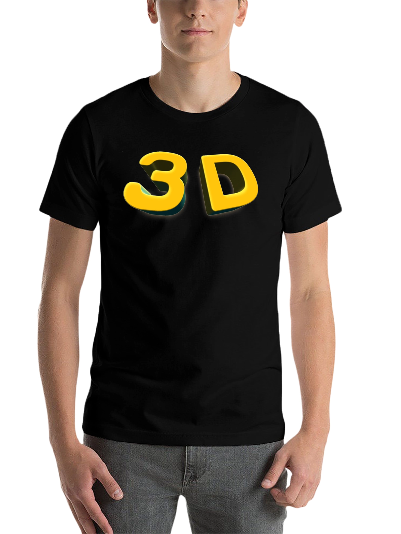 Bold 3D Graphic Tee - Black Cotton Blend