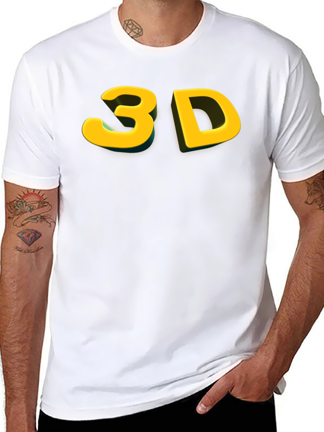 Bold 3D Graphic Tee - Black Cotton Blend