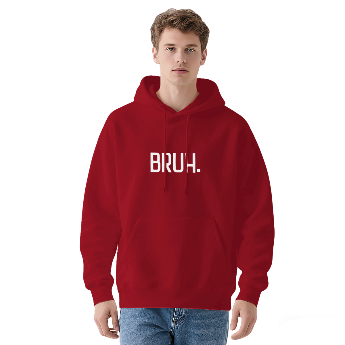 Minimal BRUH. Text Black Hoodie