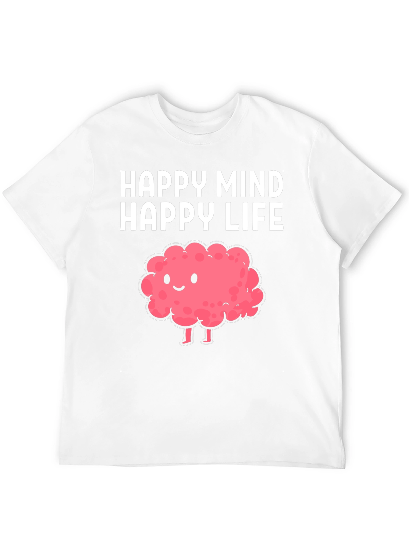 Happy Mind Happy Life Cartoon Brain T-Shirt