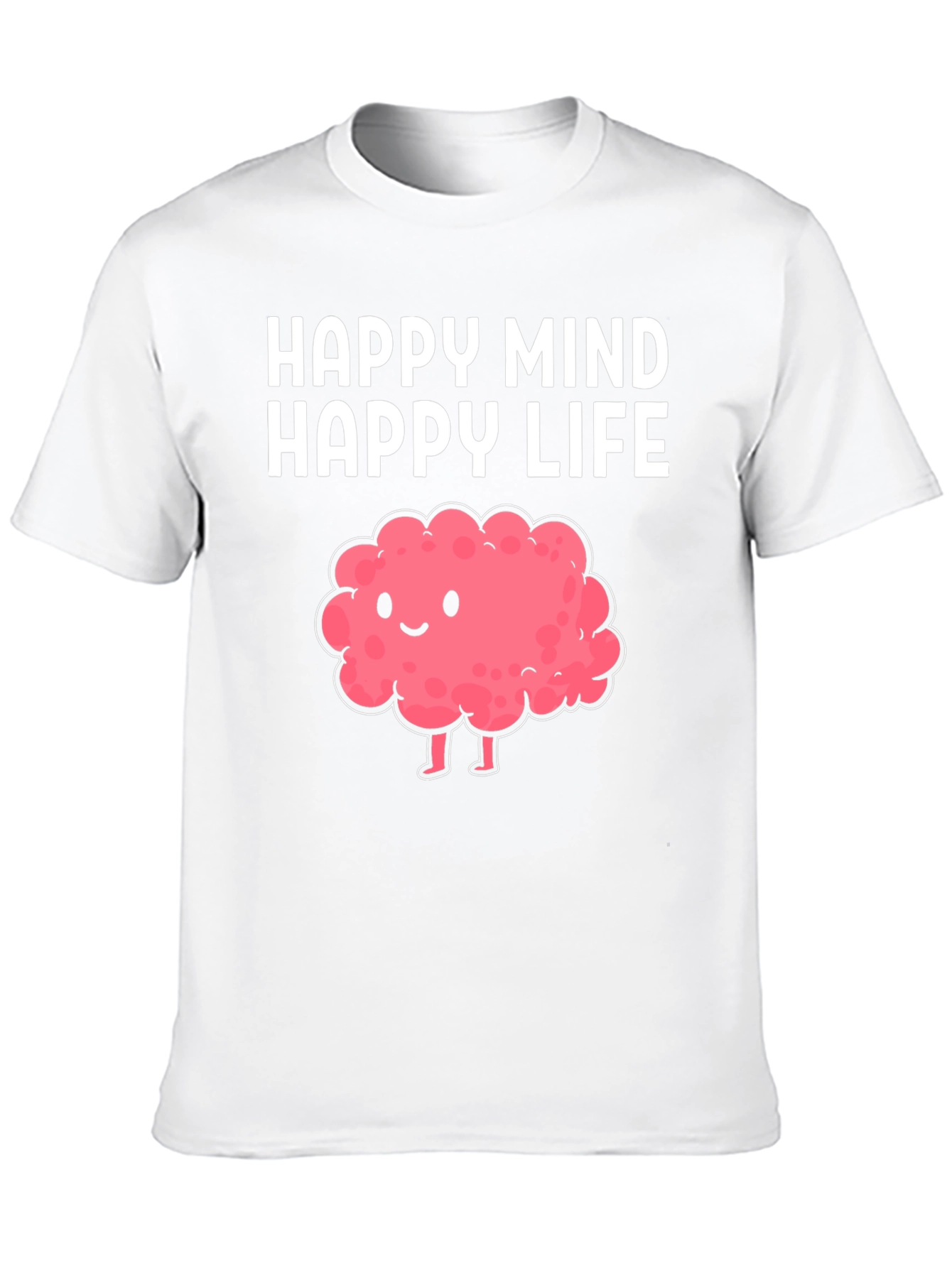 Happy Mind Happy Life Cartoon Brain T-Shirt
