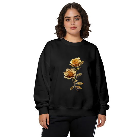 Luxurious Golden Rose Pair Crewneck Sweatshirt