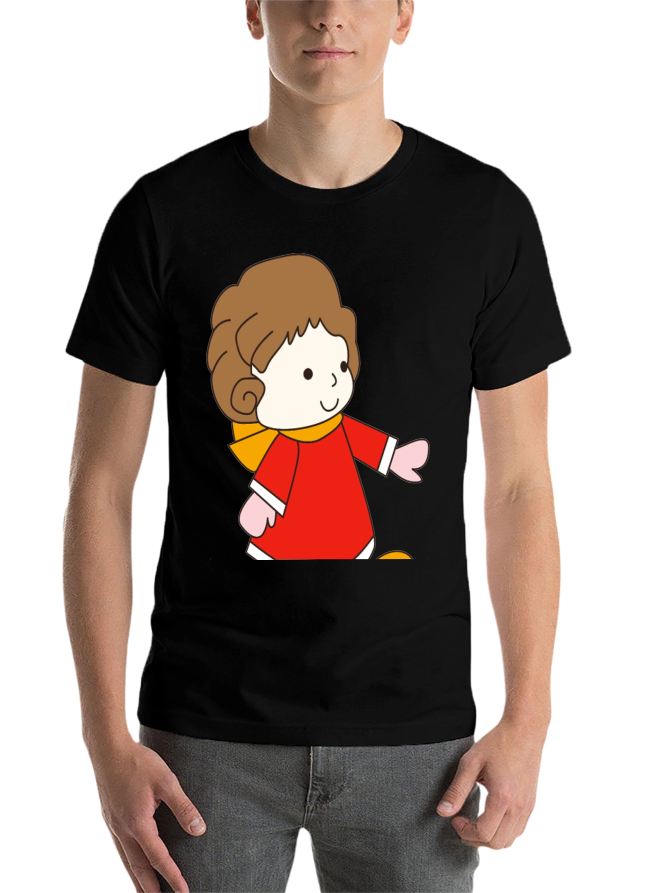 Cartoon Girl Graphic Tee - Black Unisex T-Shirt