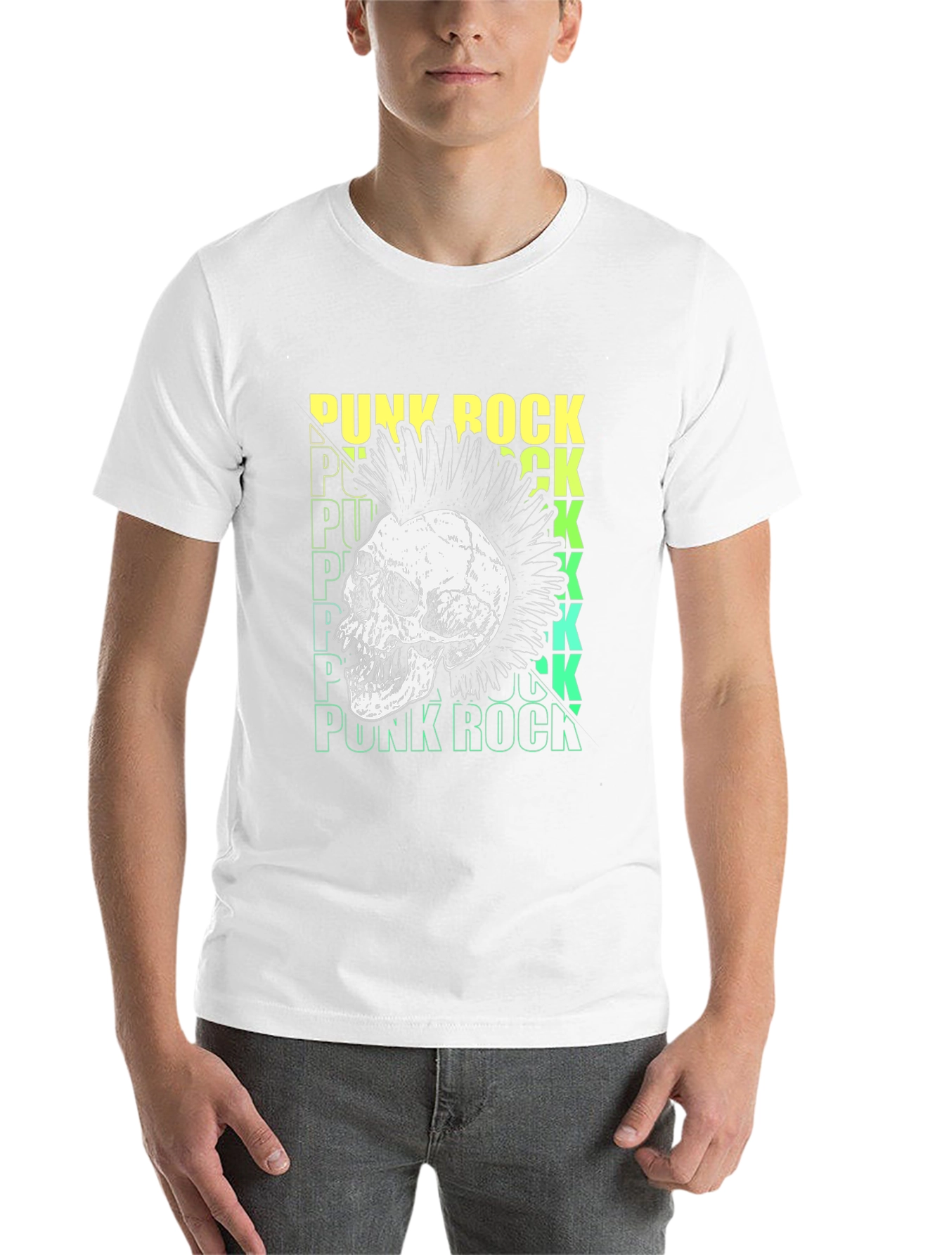 Punk Rock Skull Graphic Tee - Black