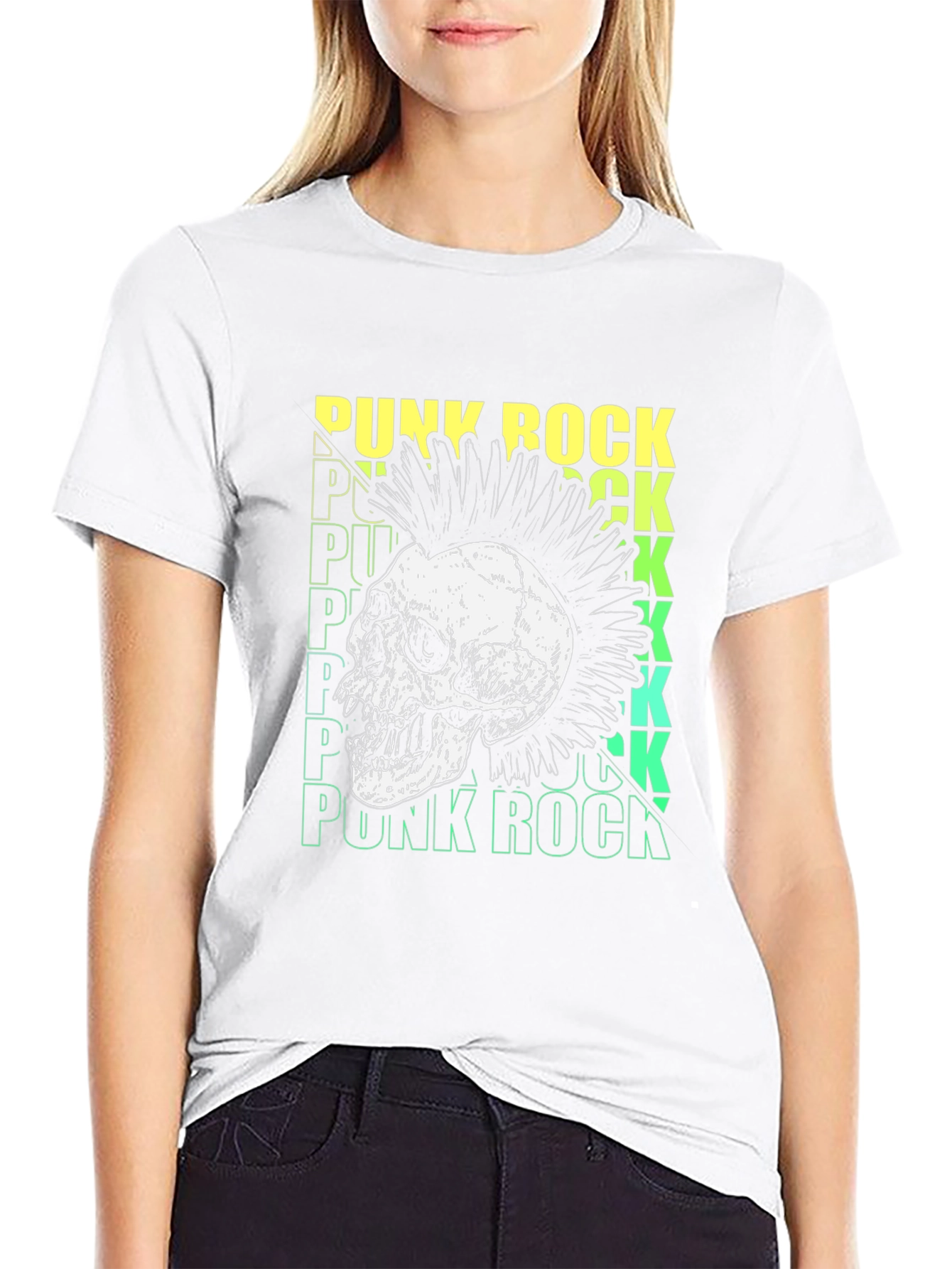 Punk Rock Skull Graphic Tee - Black