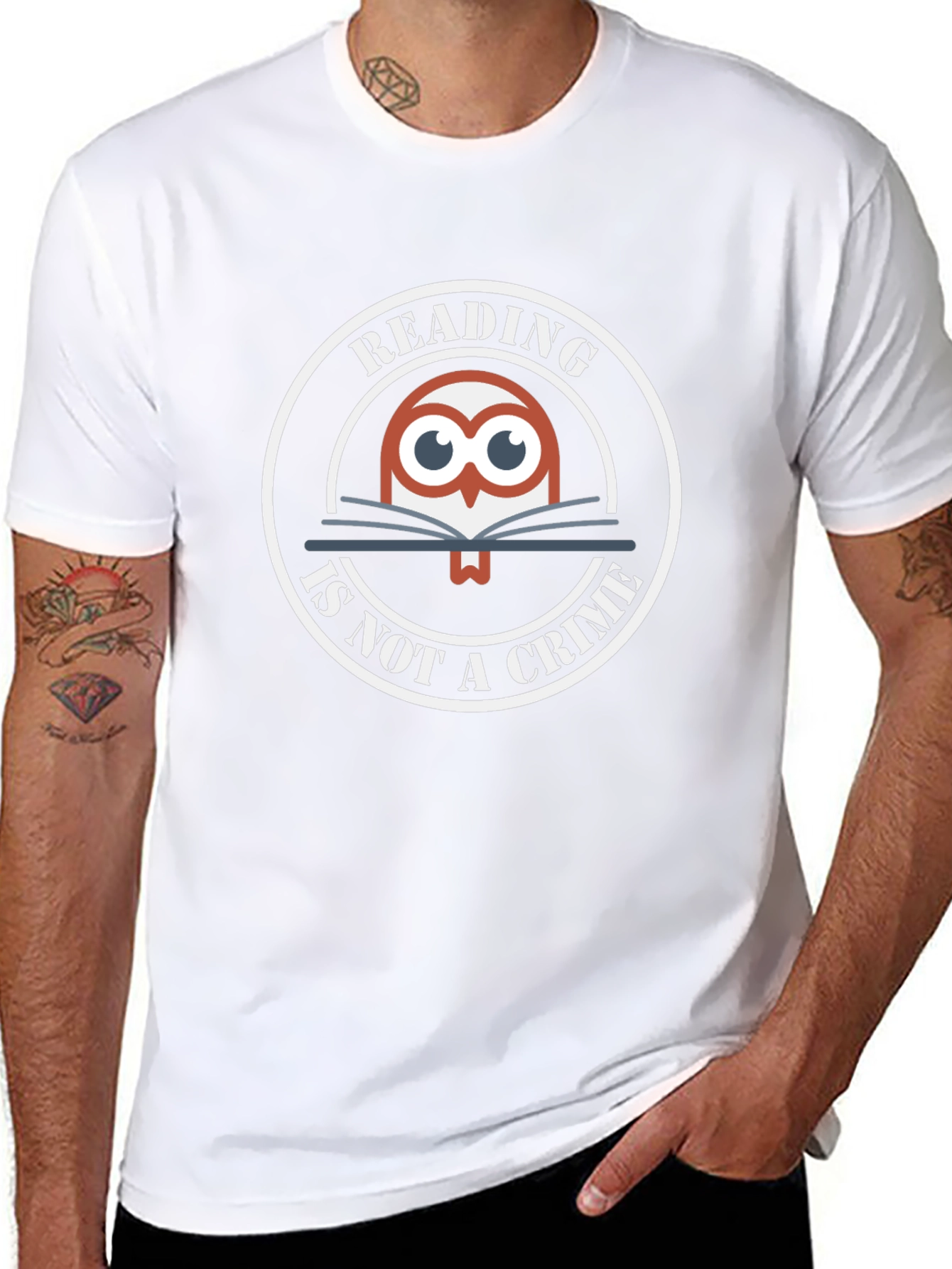 Reading Is Not A Crime Owl Graphic T-Shirt
