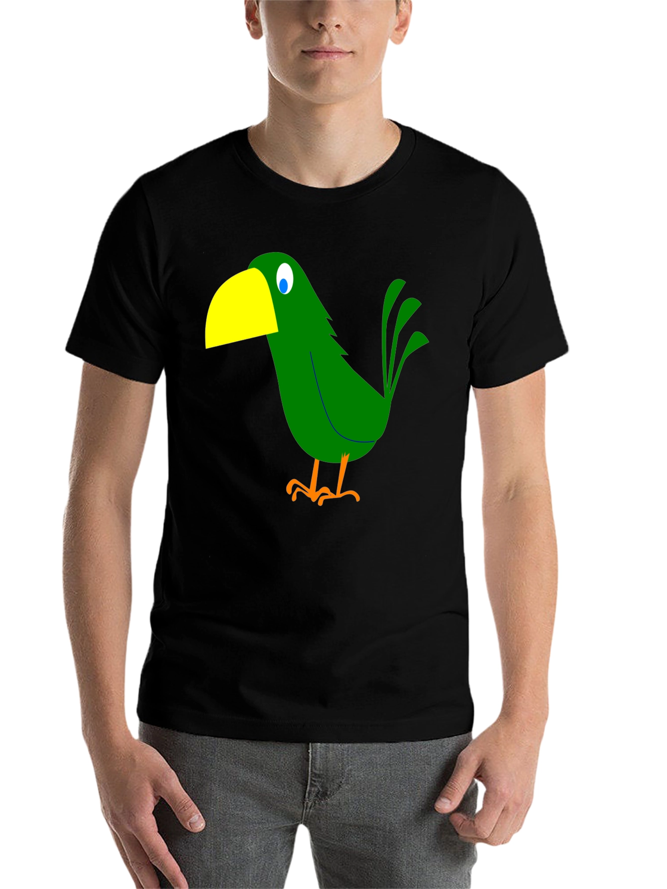 Cartoon Bird Graphic Tee - Black T-Shirt