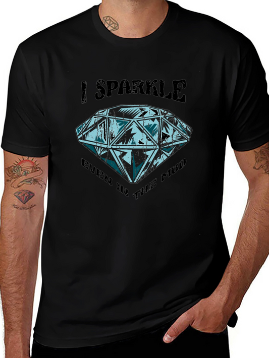 Sparkle Diamond Graphic Print T-Shirt