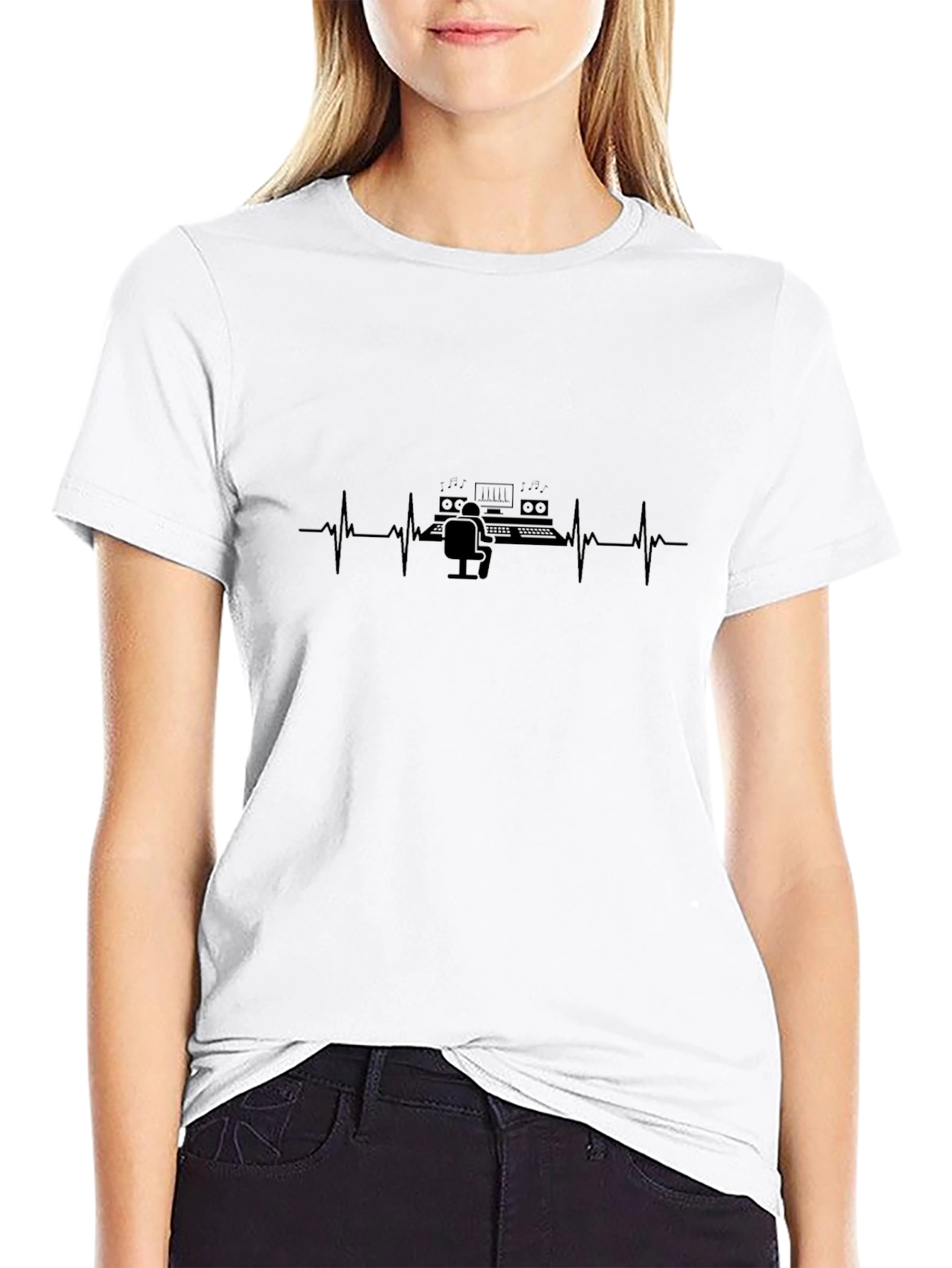 Music Producer Heartbeat T-Shirt - Black