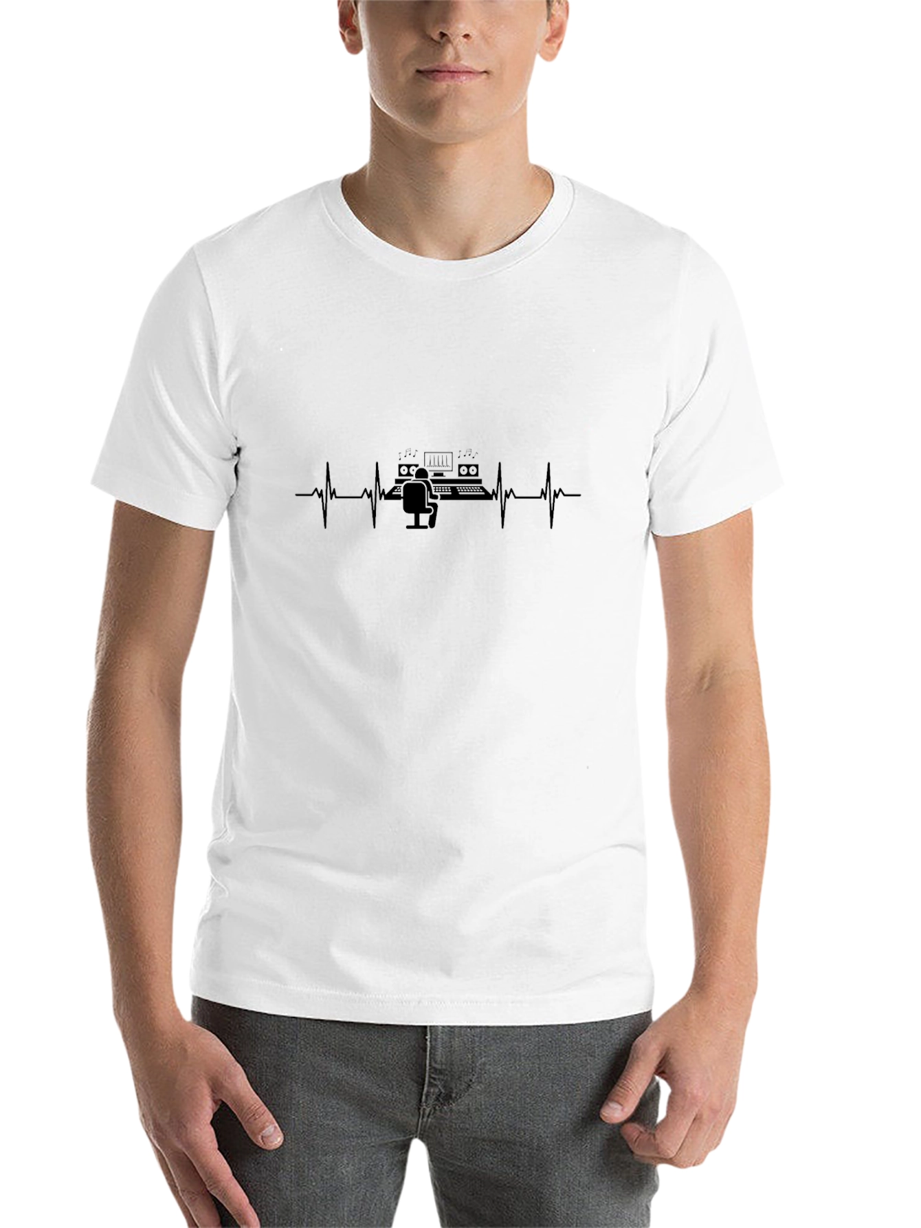 Music Producer Heartbeat T-Shirt - Black