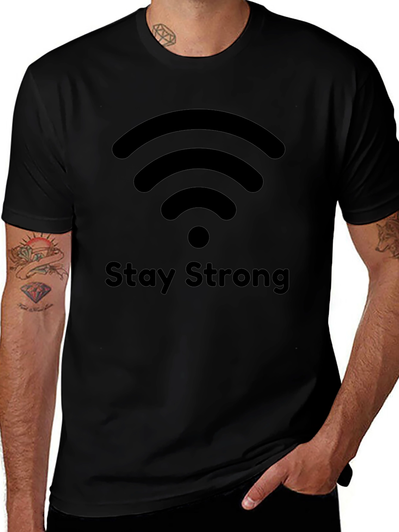 Stay Strong Wifi Symbol Black T-Shirt