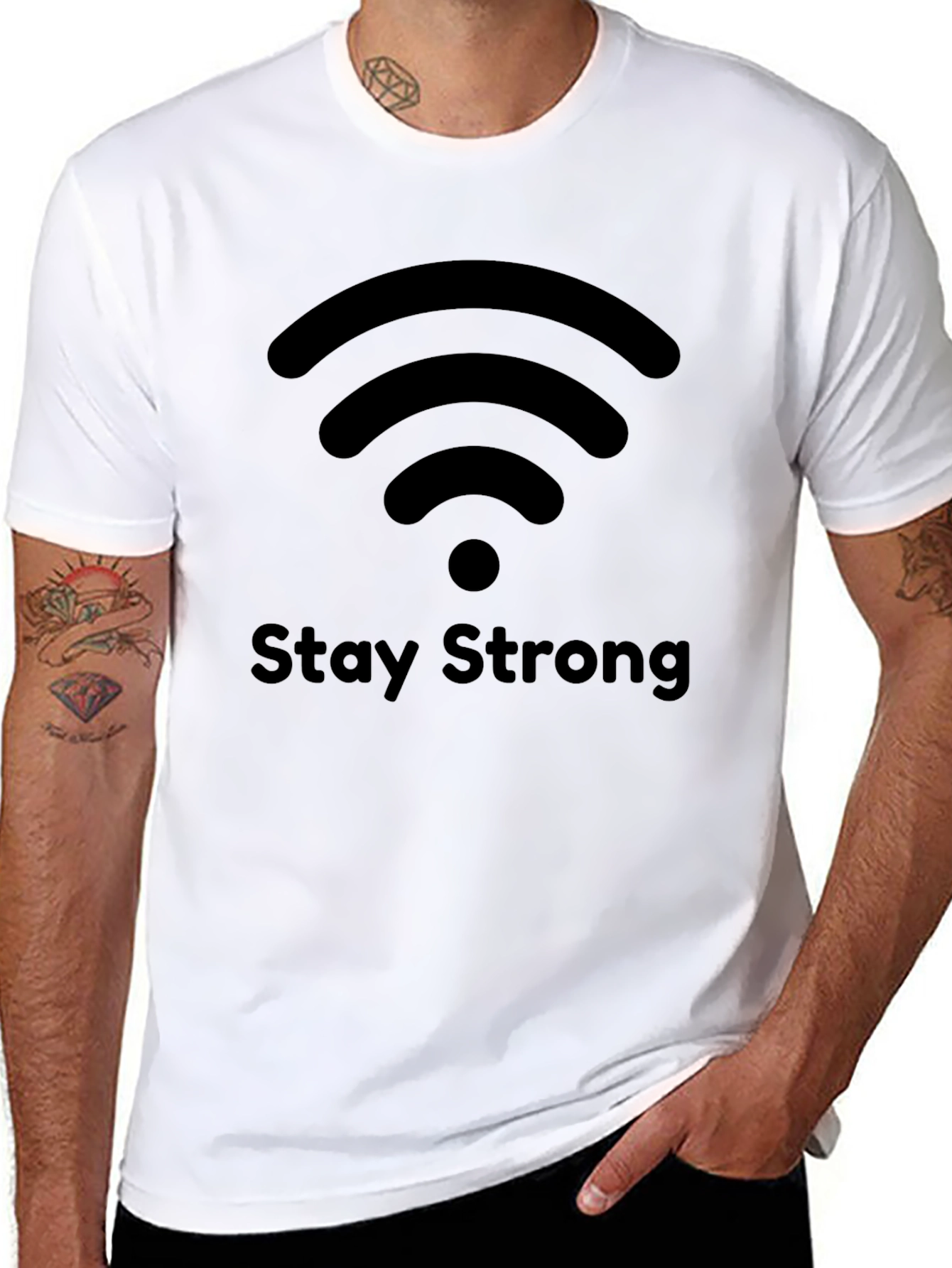 Stay Strong Wifi Symbol Black T-Shirt